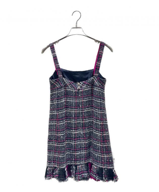 CHANELのジャケットツイード キャミソールワンピースドレス 中古・古着通販】CHANEL (シャネル) ツイードキャミソールワンピース