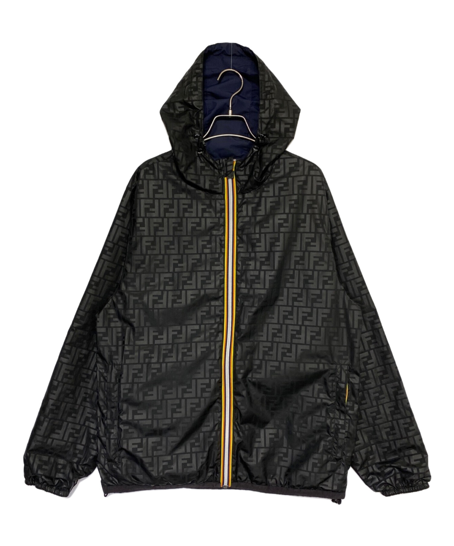 FENDI フェンディ レザー切り替えズッカ総柄 ナイロンコート フード 中古・古着通販】FENDI (フェンディ) K-WAY (ケイウェイ) ズッカ柄