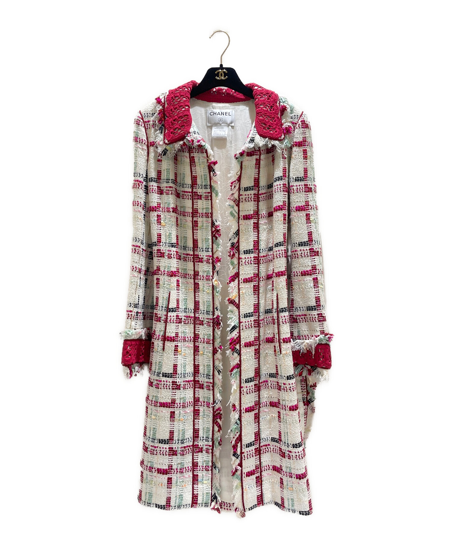 中古・古着通販】CHANEL (シャネル) チェックツイードレースカラー