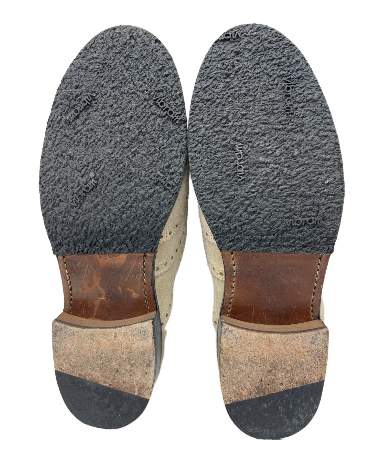 美品ウノピュウノウグァーレトレ/ウィングチップファーサンダル/ベージュ43 美品ウノピュウノウグァーレトレ/ウィングチップファーサンダル