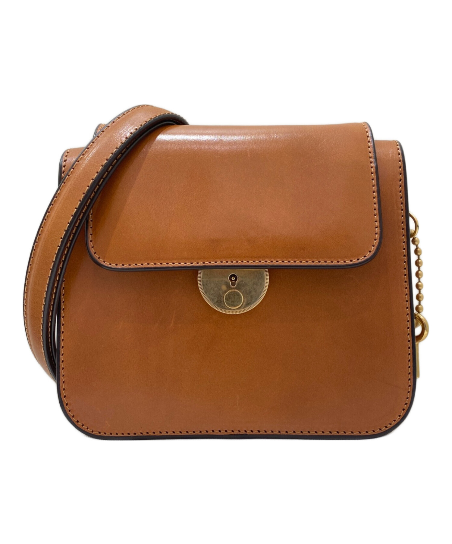 マルジェラ ブラウンレザー ショルダーバッグ 中古・古着通販】Maison Margiela (メゾンマルジェラ) レザー