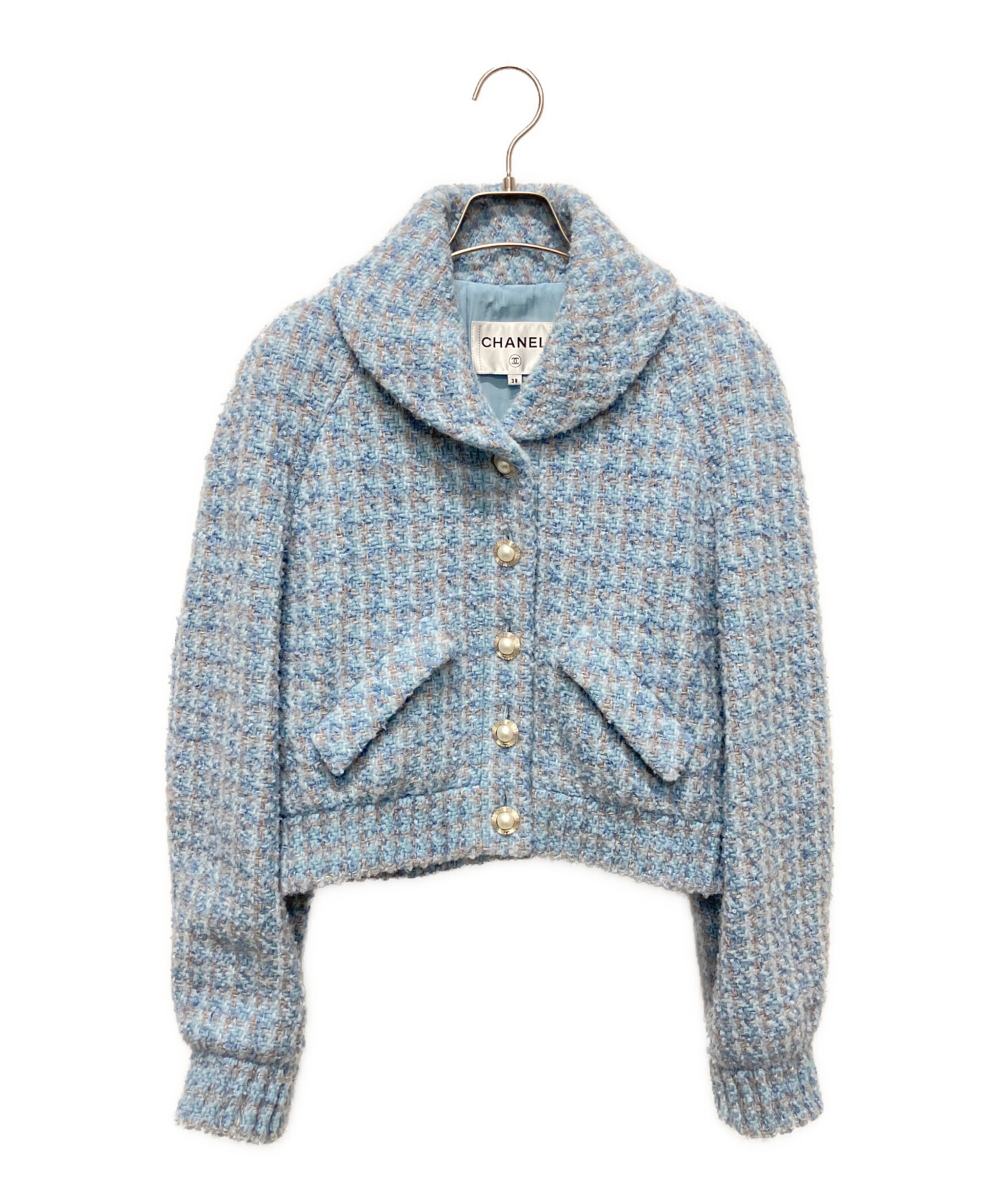 CHANEL シャネル パールボタン ツイード ジャケット 38 中古・古着通販】CHANEL (シャネル) パールボタン ツイードジャケット