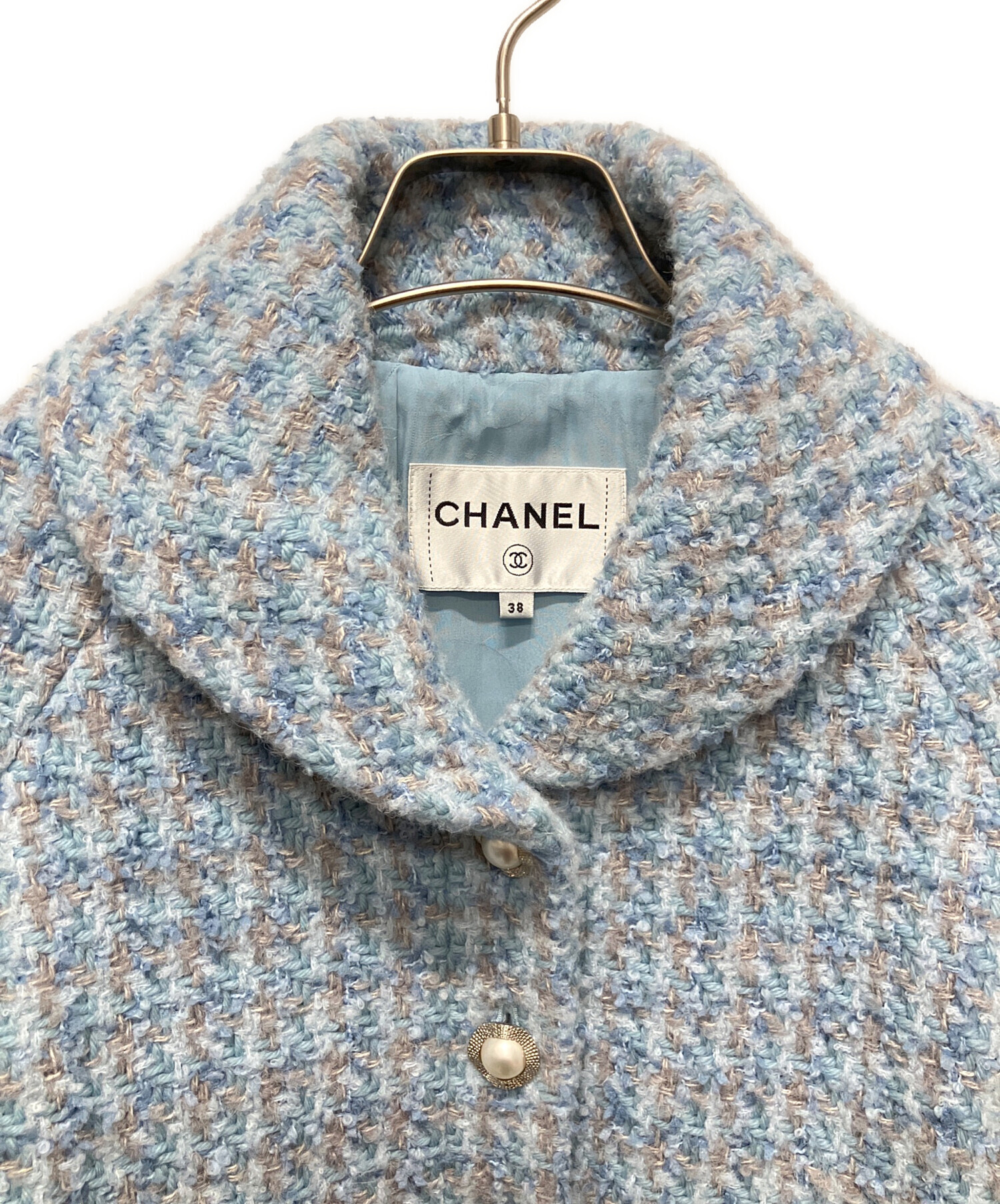 CHANEL ツイードジャケット　パール 中古・古着通販】CHANEL (シャネル) パールボタン ツイードジャケット