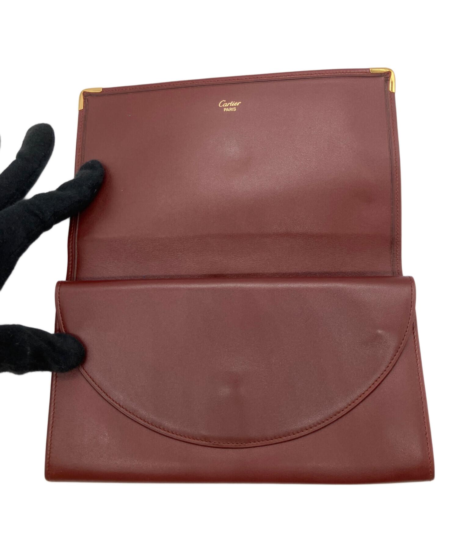 【早い者勝ち】カルティエ ３つ折り財布 ボルドー がま口 #B586 早い者勝ち】カルティエ 3つ折り財布 ボルドー がま口 #B586 - メルカリ