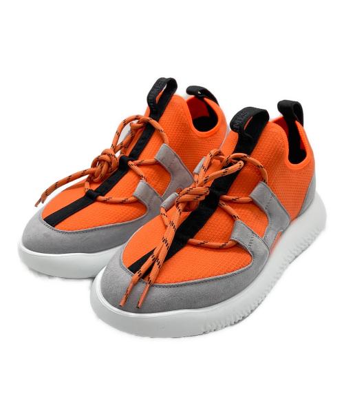 HERMESオレンジ スエード ローカットスニーカー 中古・古着通販】HERMES (エルメス) DUEL オレンジ×グレー サイズ:35