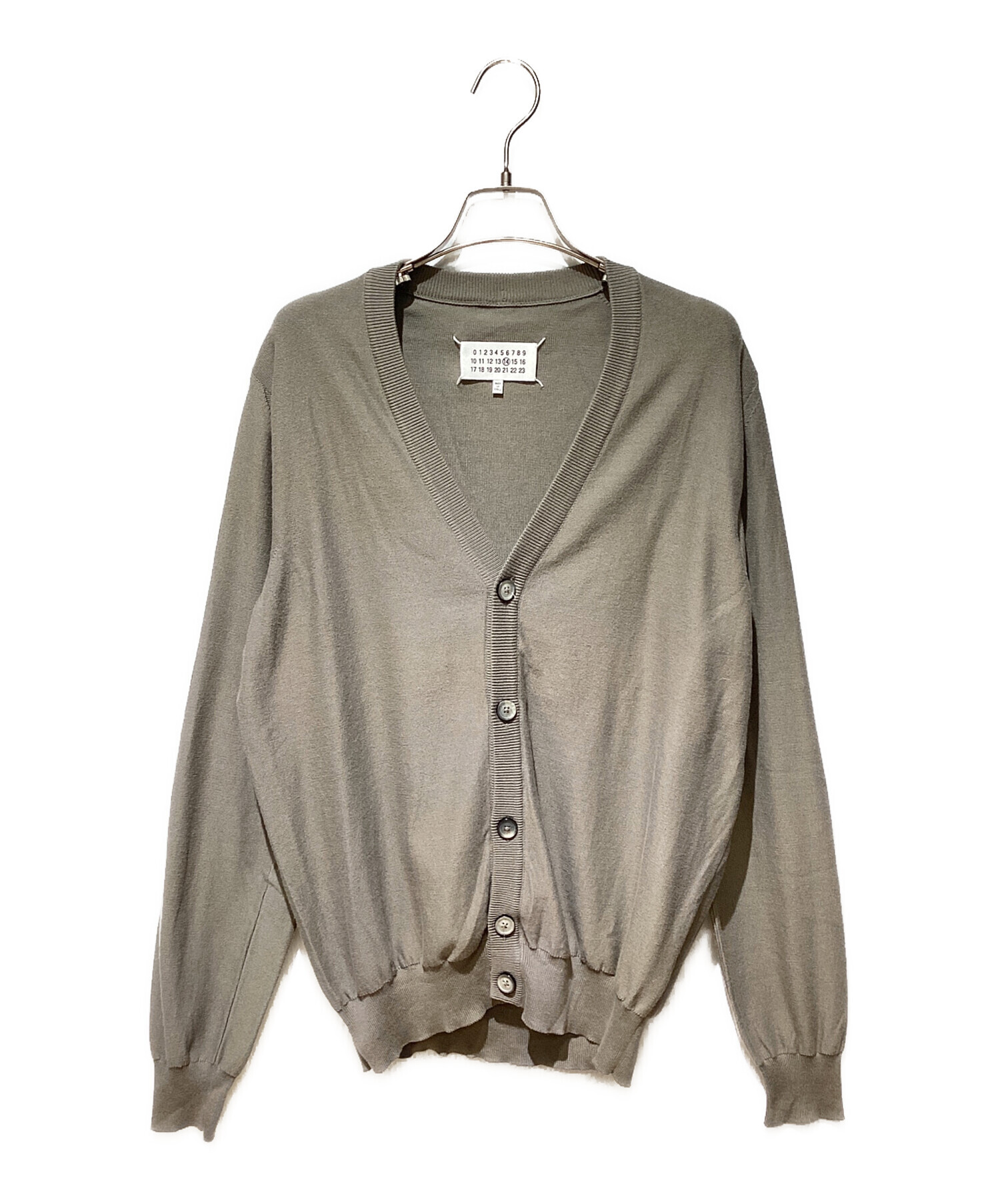 メゾンマルジェラ エルボーパッチカーディガン グレー 試着のみ美品 メゾン マルジェラ14 エルボーパッチ カーディガン ライトグレー Sサイズ