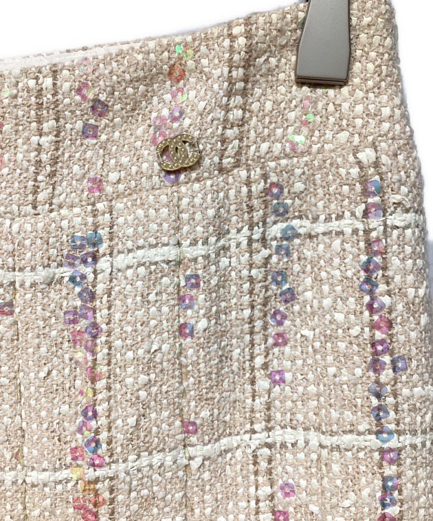 中古・古着通販】CHANEL (シャネル) ツイードスパンコールスカート