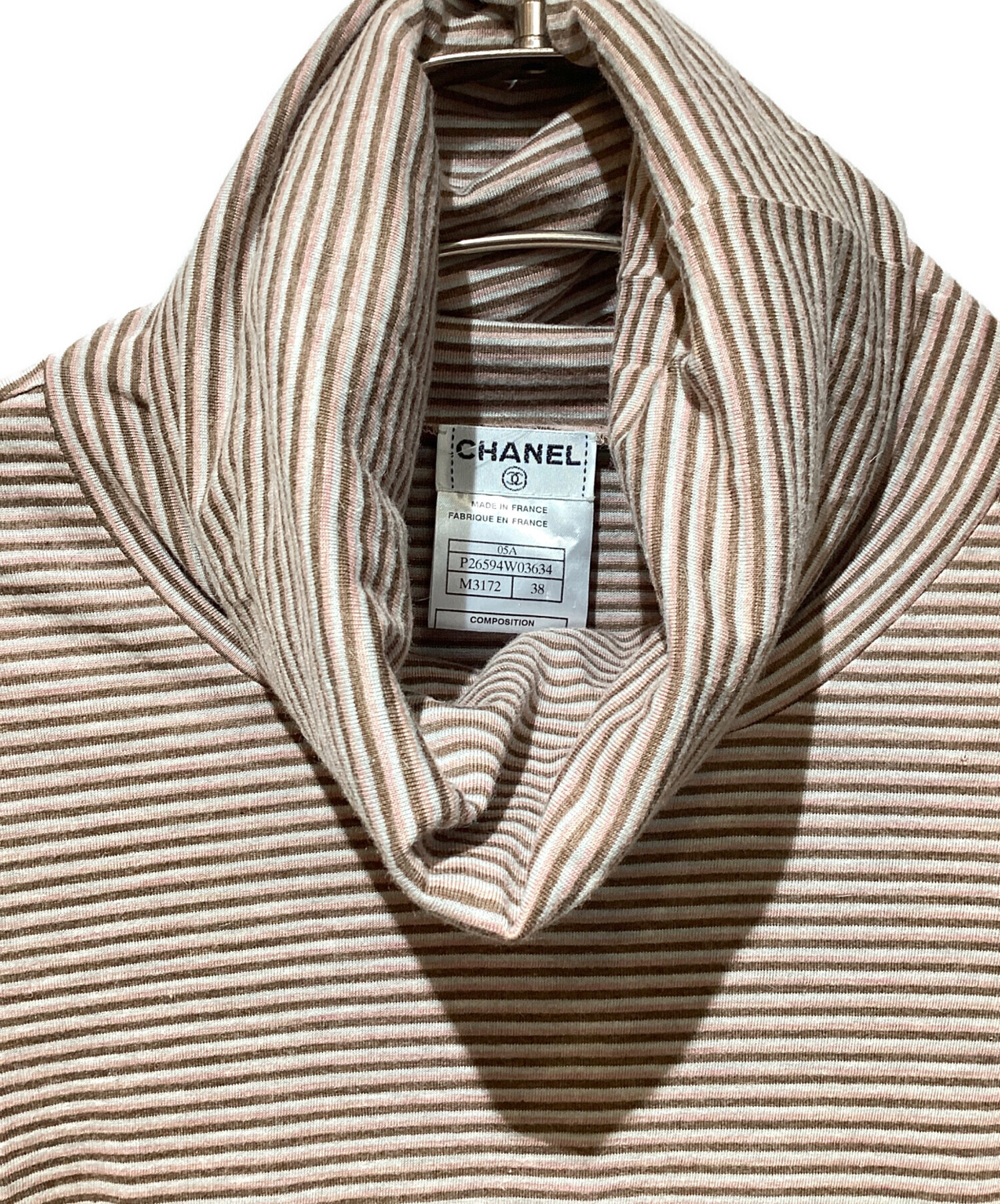 中古・古着通販】CHANEL (シャネル) ボーダーハイネックカットソー