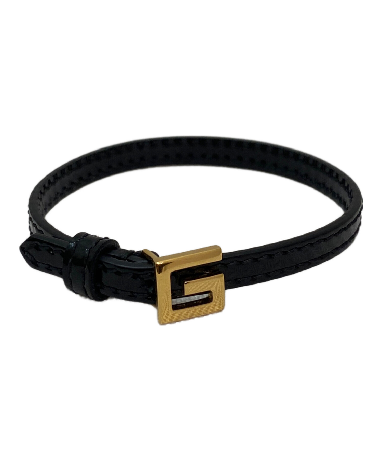 中古・古着通販】GUCCI (グッチ) Gプレートブレスレット ブラック