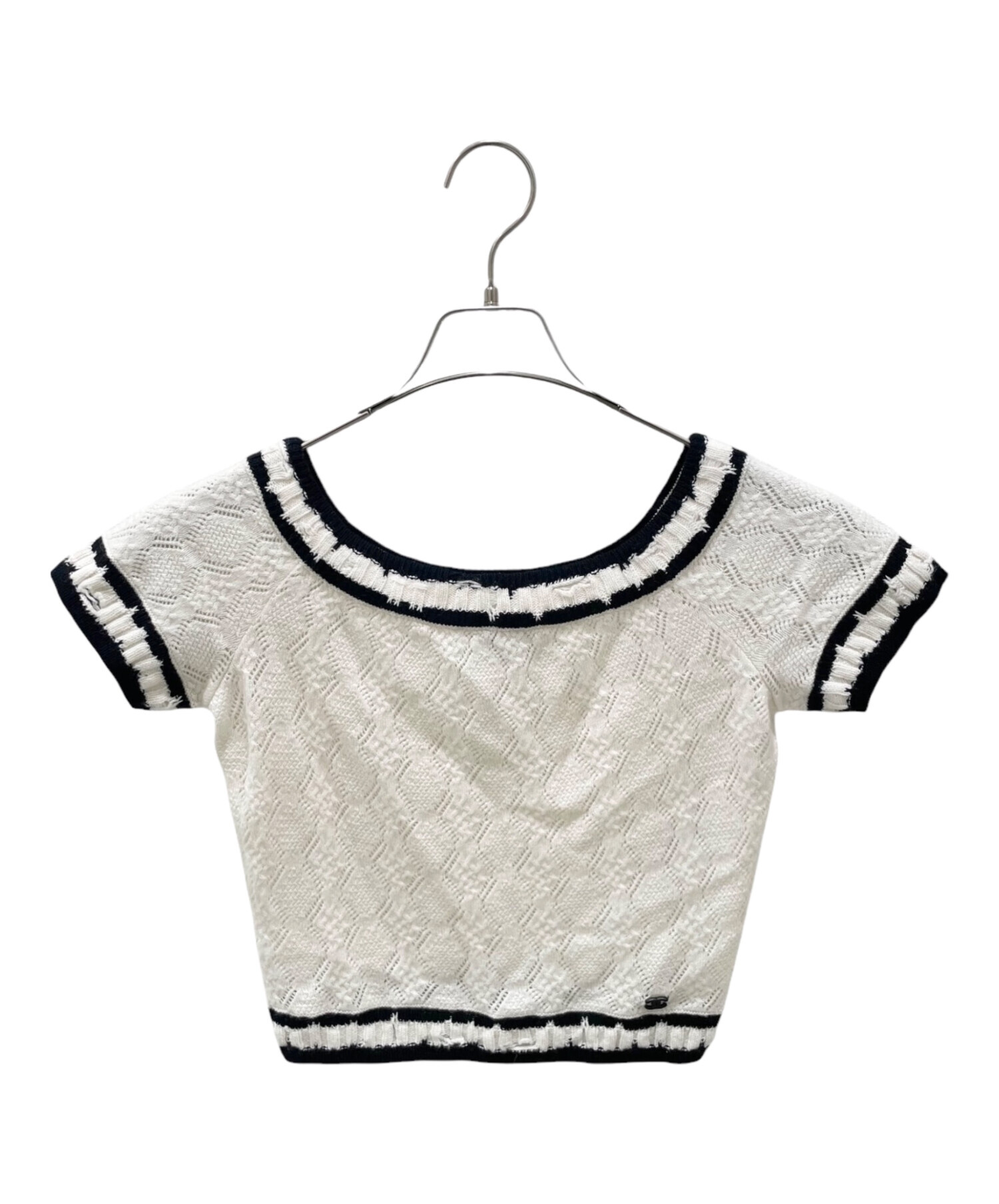 CHANEL 　半袖ニット　カシミヤ　シルク　ブラック　36 中古・古着通販】CHANEL (シャネル) カシミヤ 半袖 ニット ホワイト