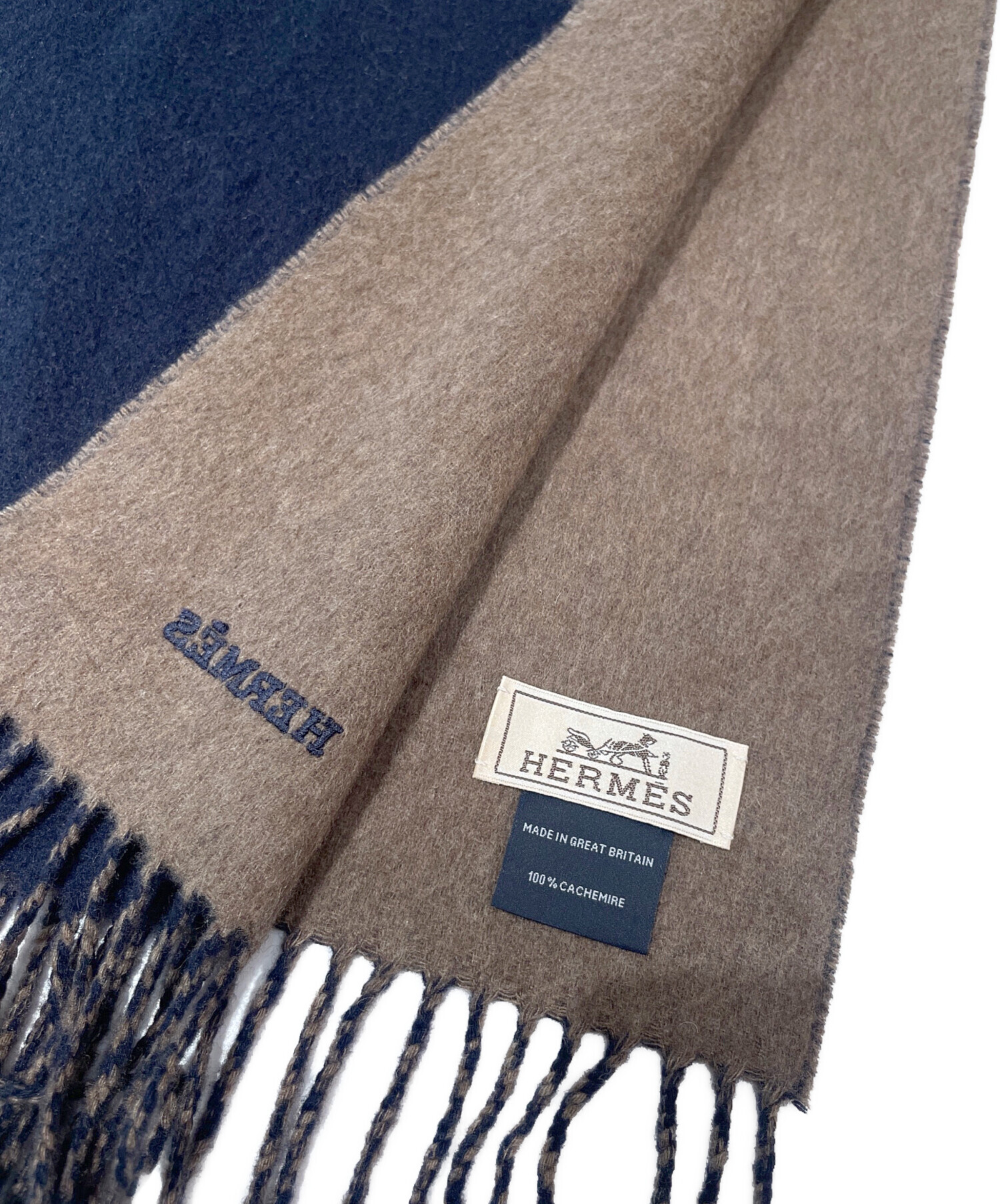 エルメス 　Hermes カシミヤ　マフラー 中古 中古・古着通販】HERMES (エルメス) バイカラー カシミヤマフラー