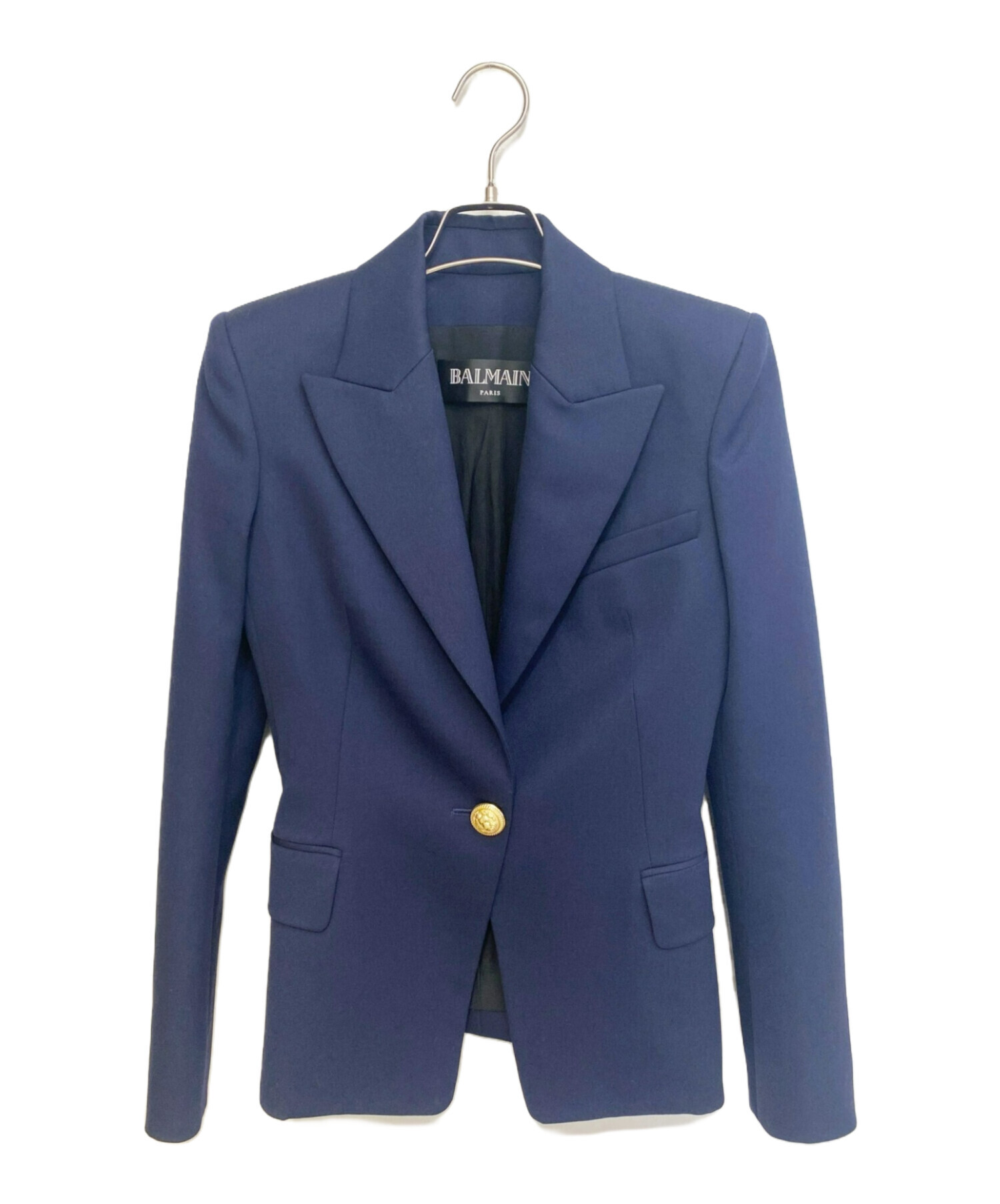 BALMAIN テーラードジャケット 青 中古・古着通販】BALMAIN (バルマン) ネイビーシングルボタンブレザー
