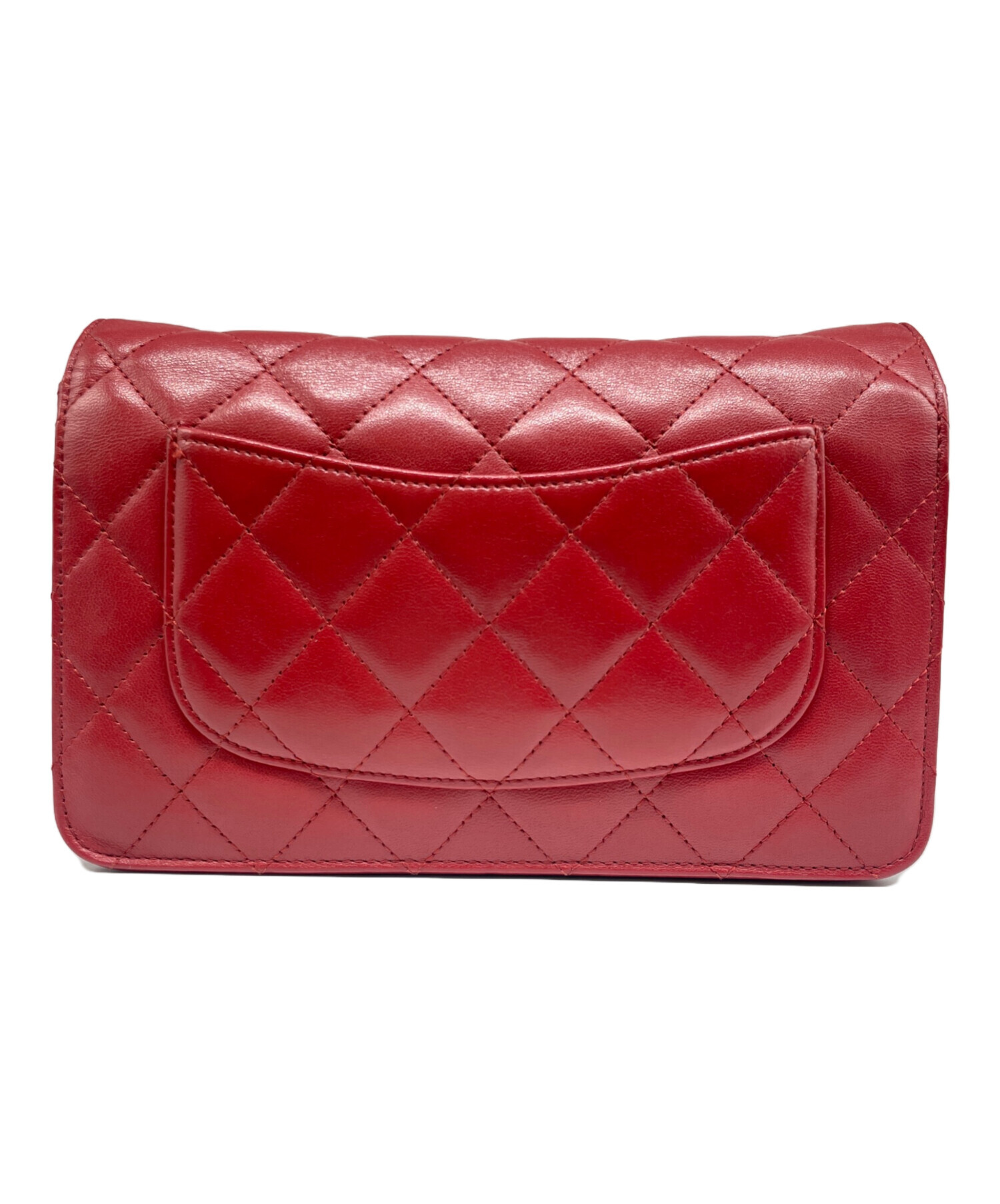 中古・古着通販】CHANEL (シャネル) チェーンウォレット レッド サイズ 