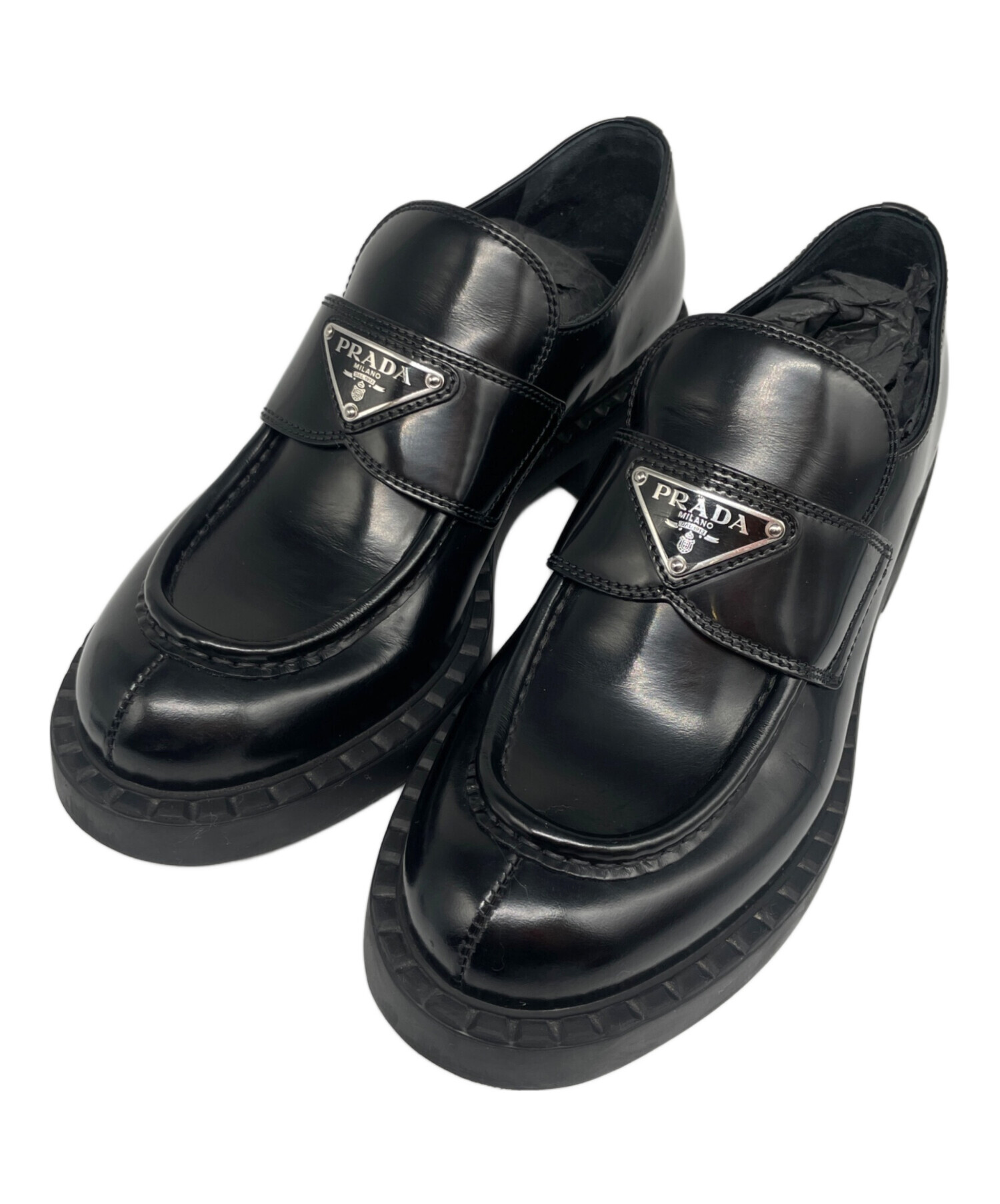 中古・古着通販】PRADA (プラダ) プレートローファー/三角プレート
