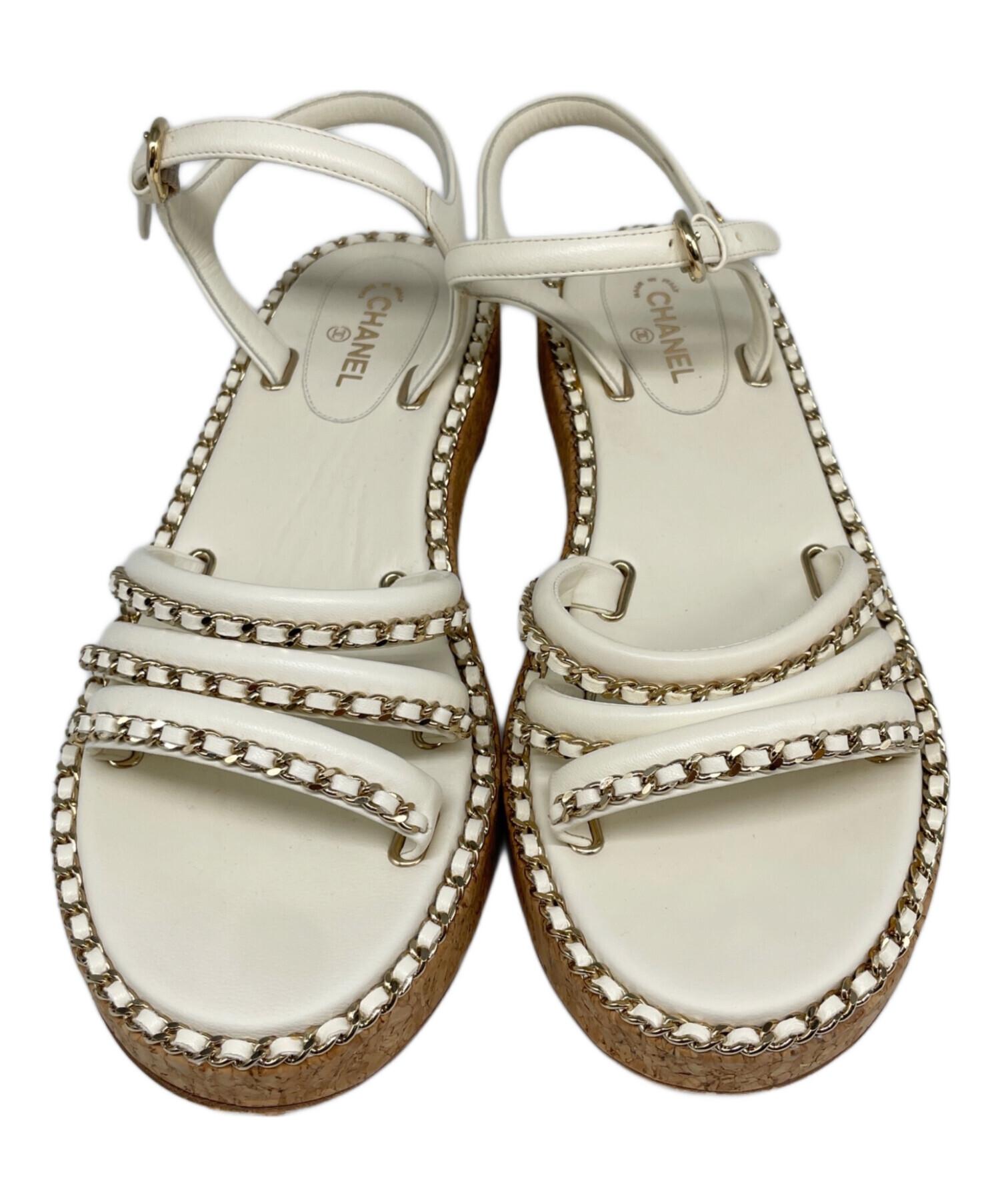 シャネル　サンダル　38サイズ 中古・古着通販】CHANEL (シャネル) チェーン レザー サンダル