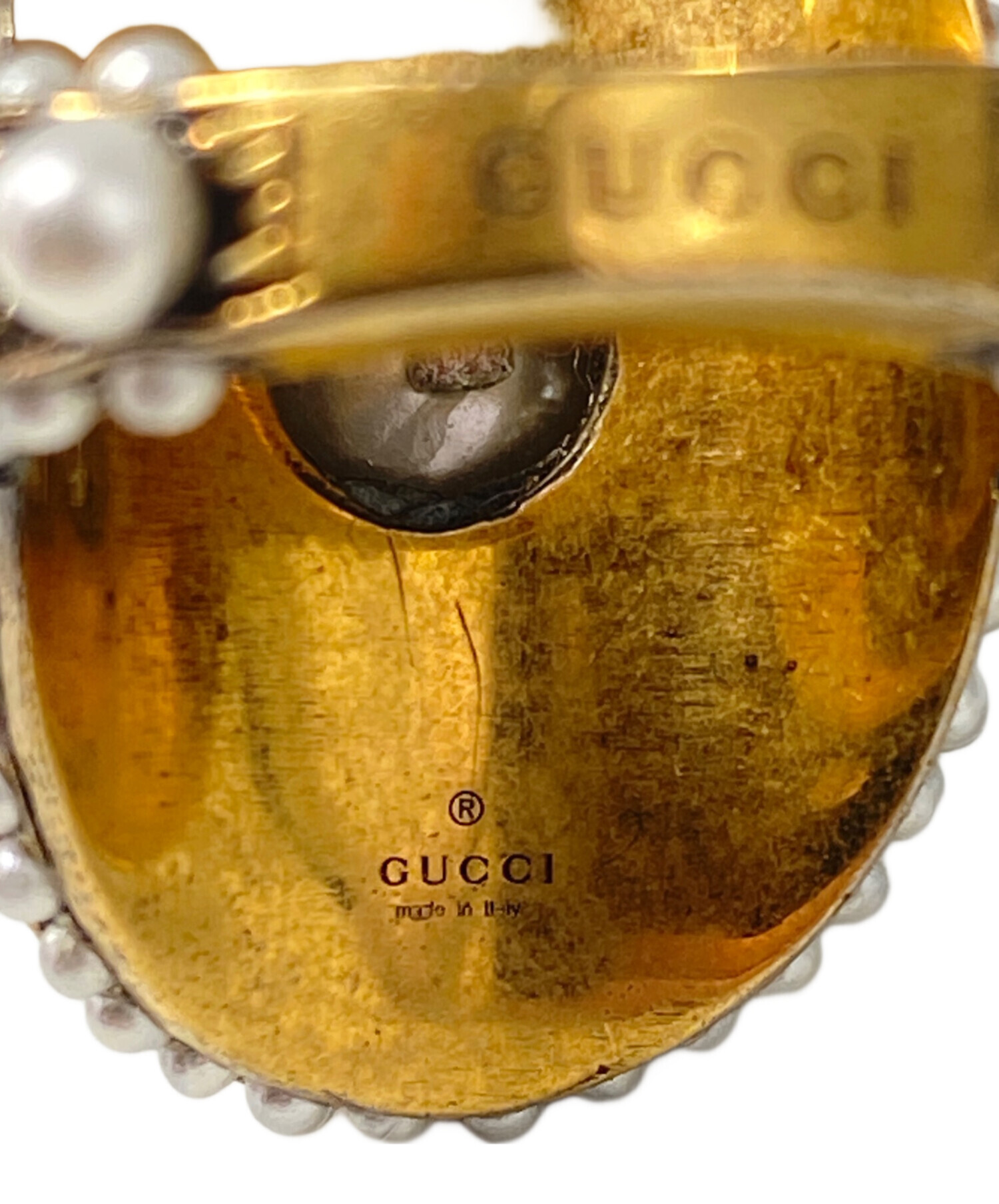 中古・古着通販】GUCCI (グッチ) パールデザインリング ゴールド 