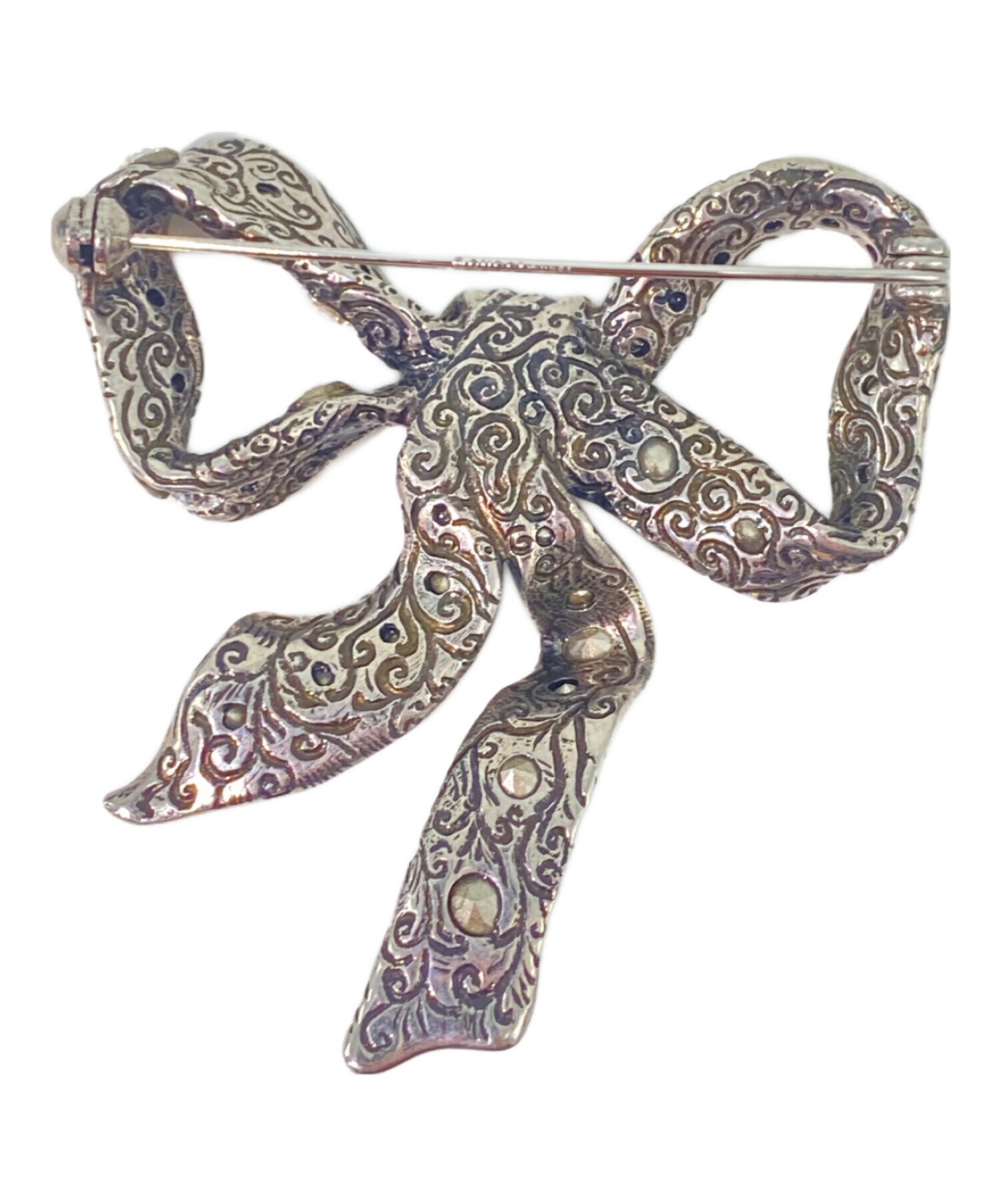 中古・古着通販】GUCCI (グッチ) ラインストーンリボンブローチ