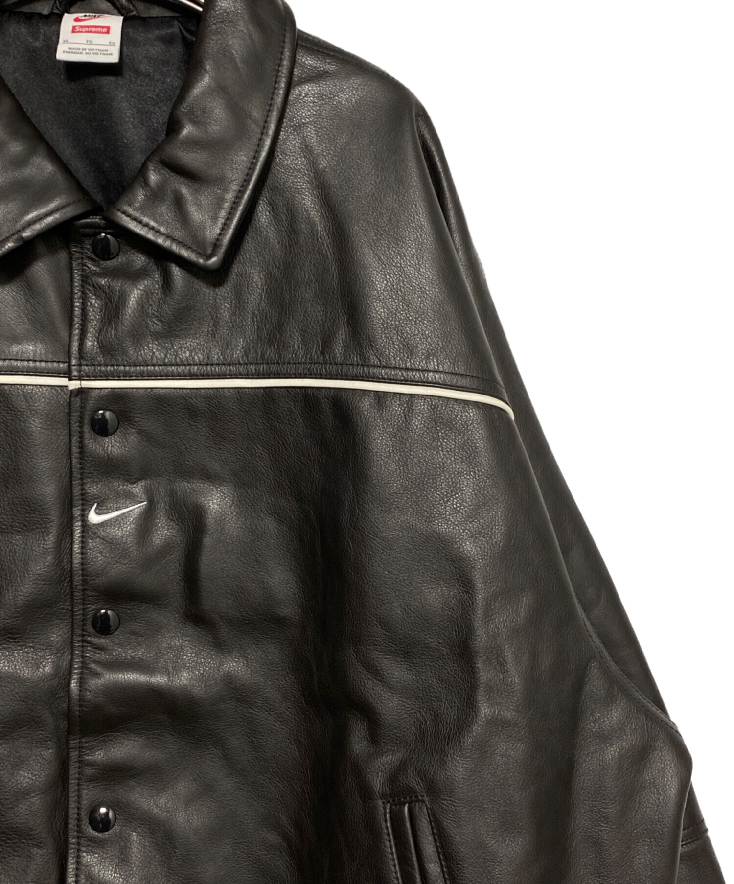 ナイキ　レザージャケット Supreme x Nike】Leather Varsity Jacket☆Black☆25SS☆ (Supreme