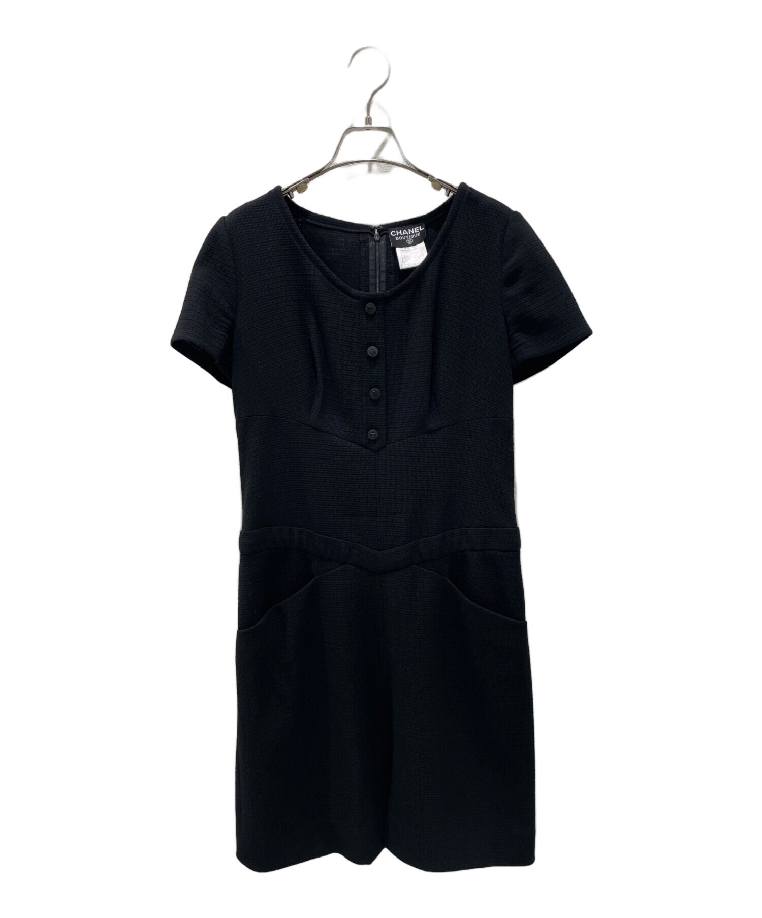 中古・古着通販】CHANEL (シャネル) 半袖ワンピース ブラック 中古・古着通販】CHANEL (シャネル) 半袖ワンピース ブラック