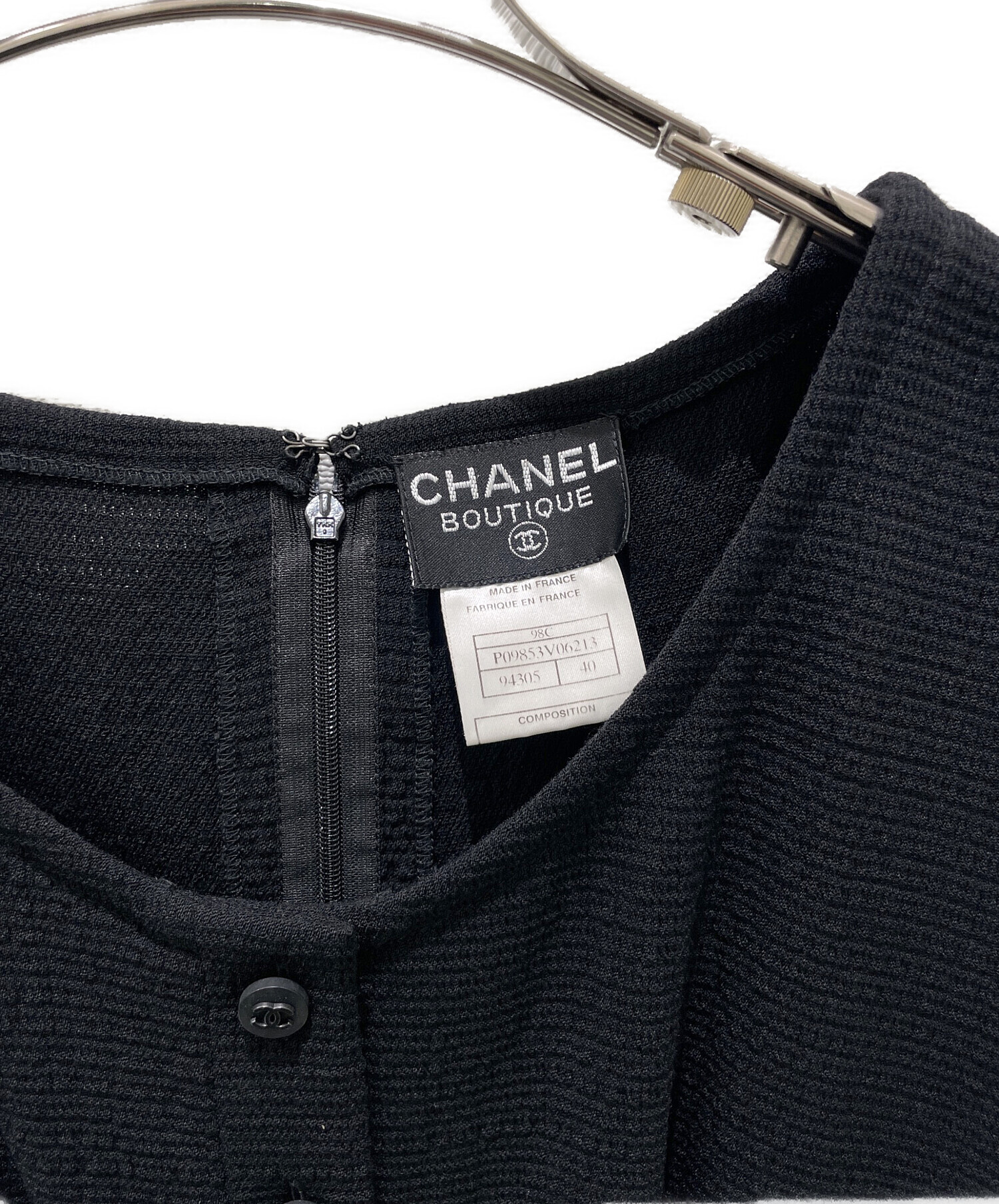 中古・古着通販】CHANEL (シャネル) 半袖ワンピース ブラック サイズ 
