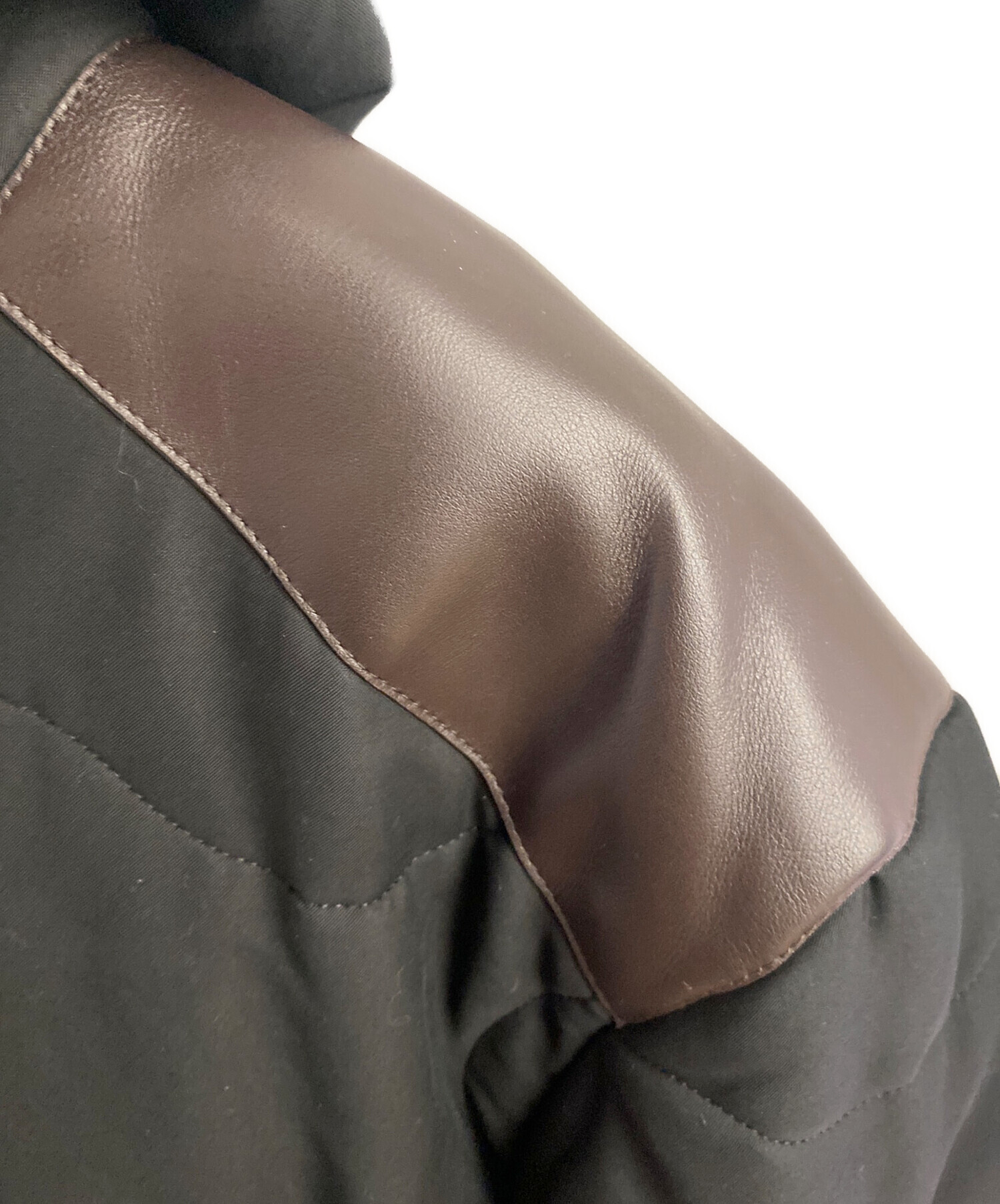 中古・古着通販】LOEWE (ロエベ) レザー切替キルティングロングコート