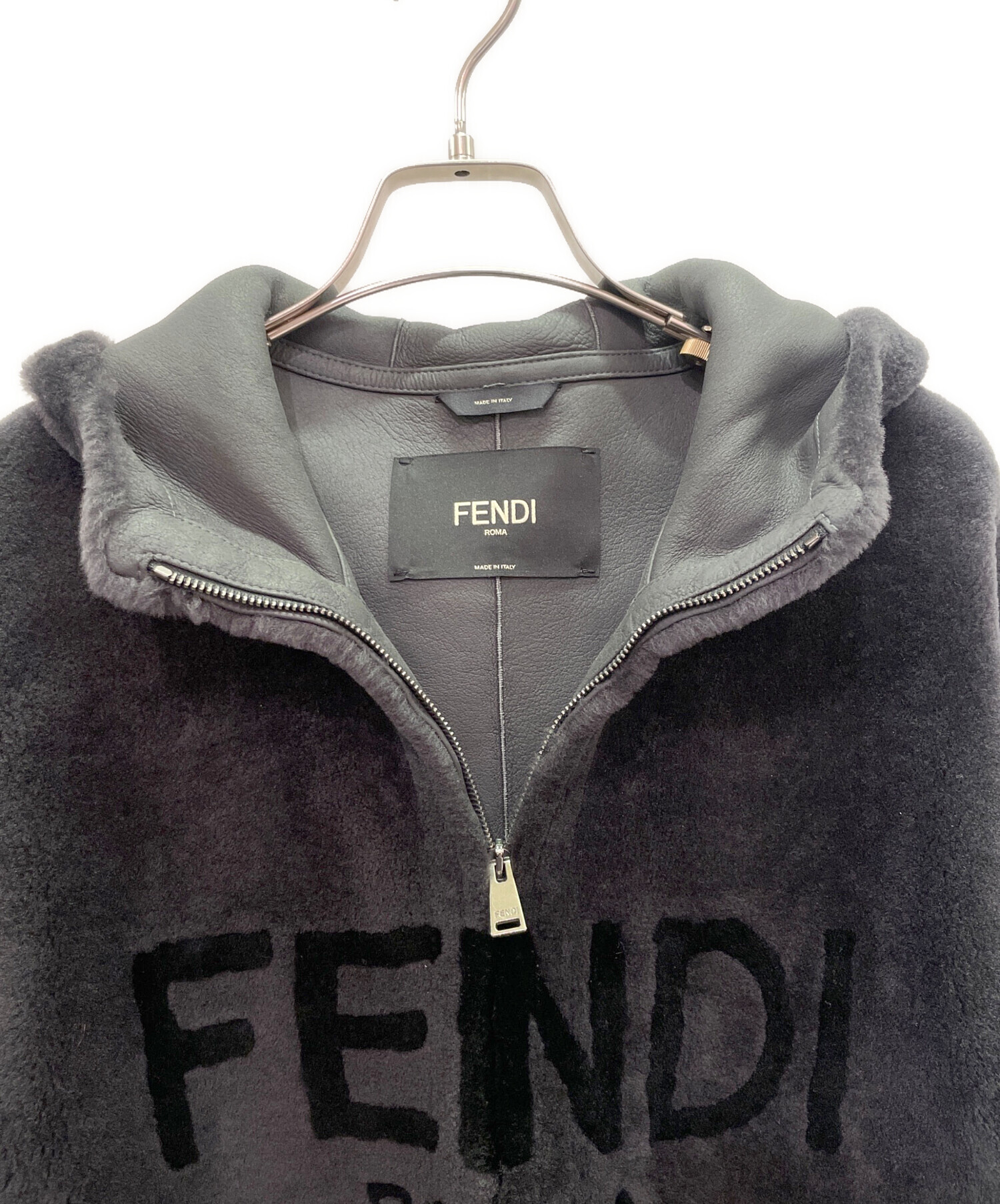 中古・古着通販】FENDI (フェンディ) レザー切替FENDIロゴムートン 