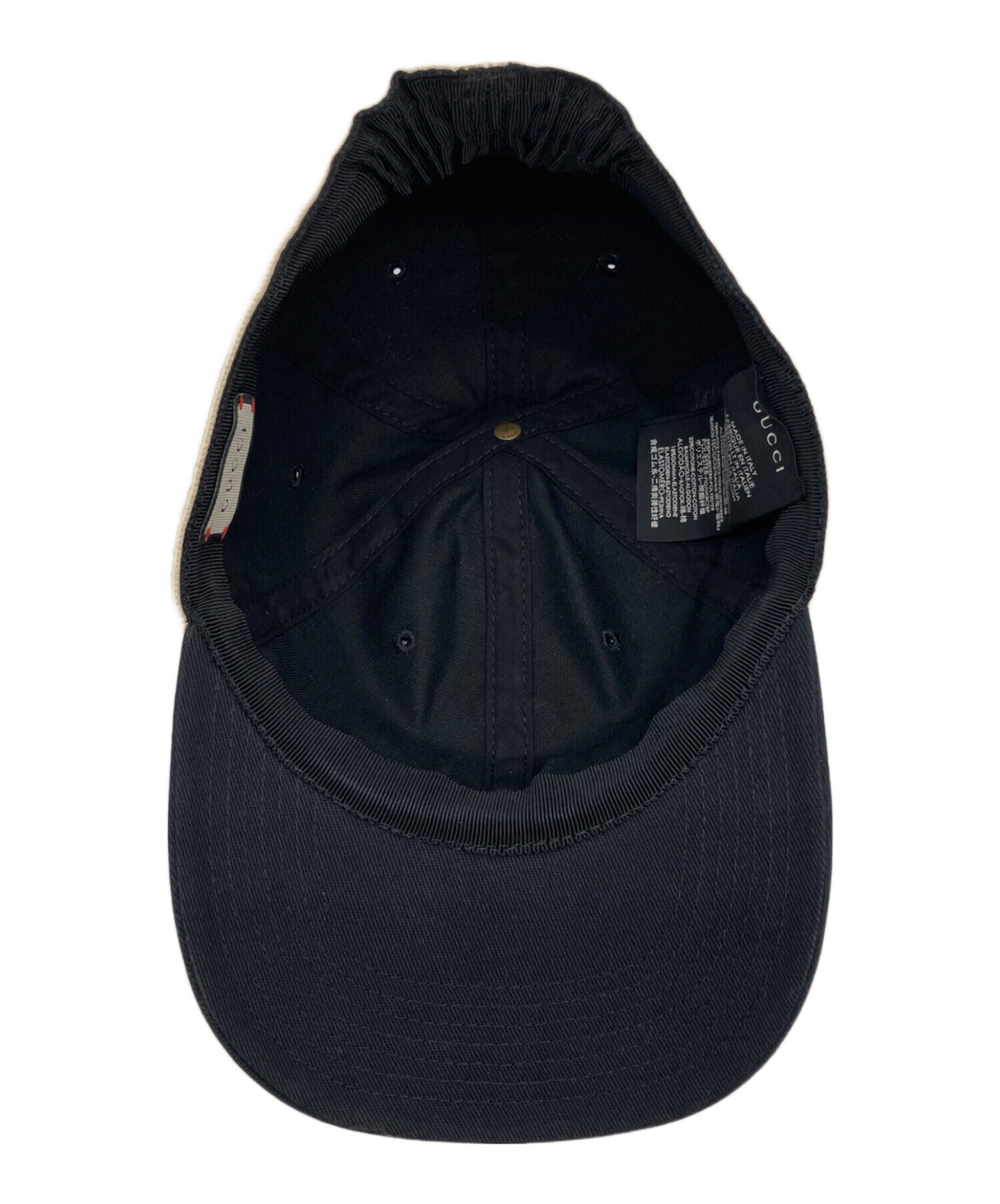 GUCCI ブラック キャップ ロゴ入り 中古・古着通販】GUCCI (グッチ) ロゴパイルテープキャップ ブラック