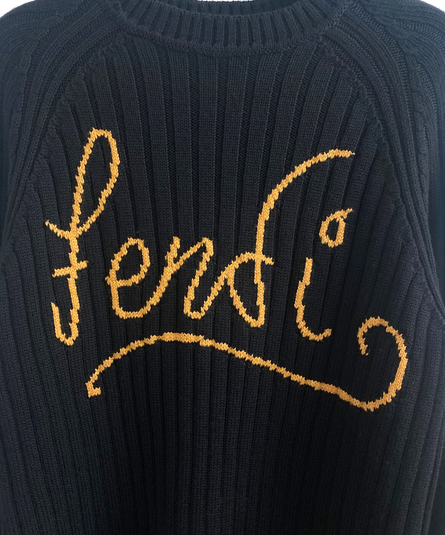 中古・古着通販】FENDI (フェンディ) 21AW ロゴニット ブラック サイズ 