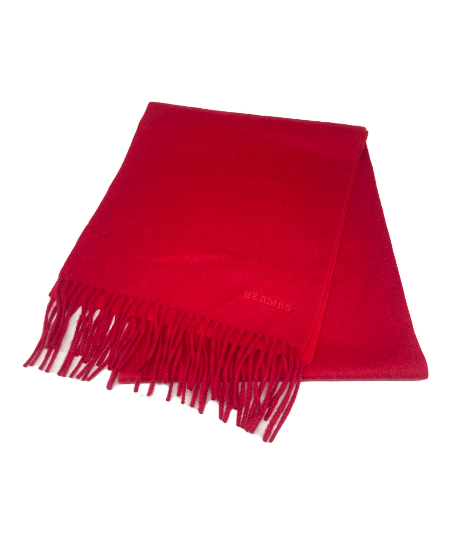 中古・古着通販】HERMES (エルメス) カシミヤマフラー レッド サイズ