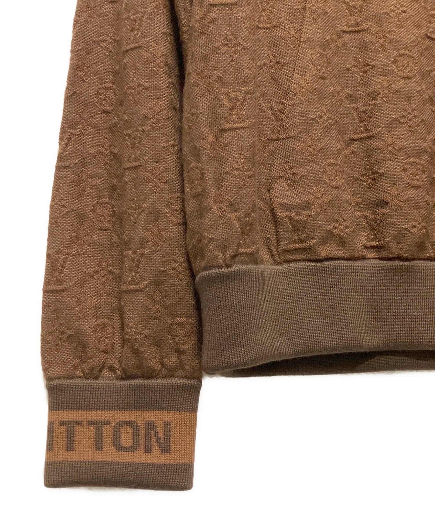 ルイ・ヴィトン LOUIS VUITTON モノグラム総柄ニットジップアップパーカー FJKC14 ブラウン ウール レディース パーカー ルイ・ヴィトン LOUIS VUITTON モノグラム総柄ニットジップアップ