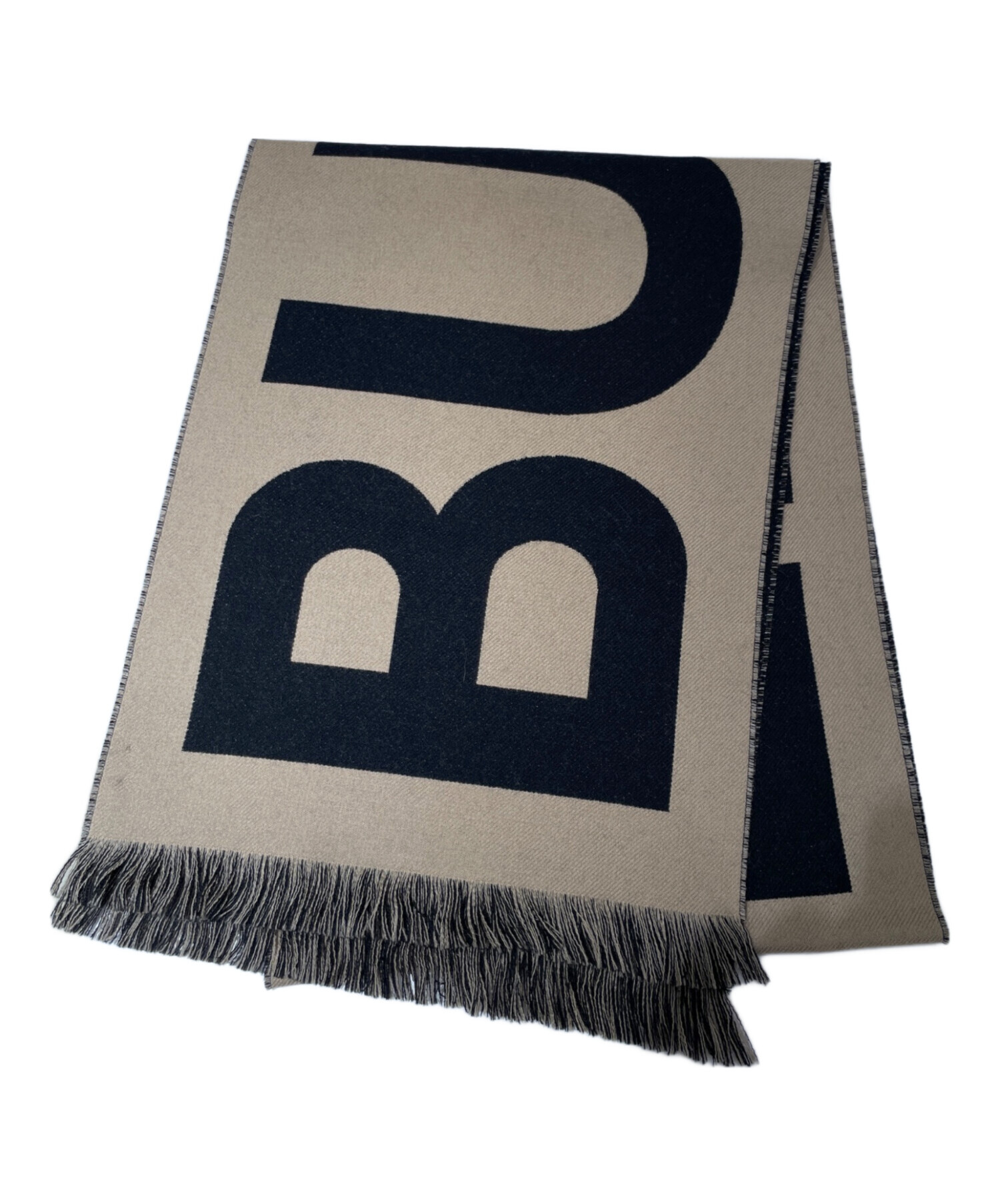 中古・古着通販】BURBERRY (バーバリー) ロゴウールマフラー ブラック