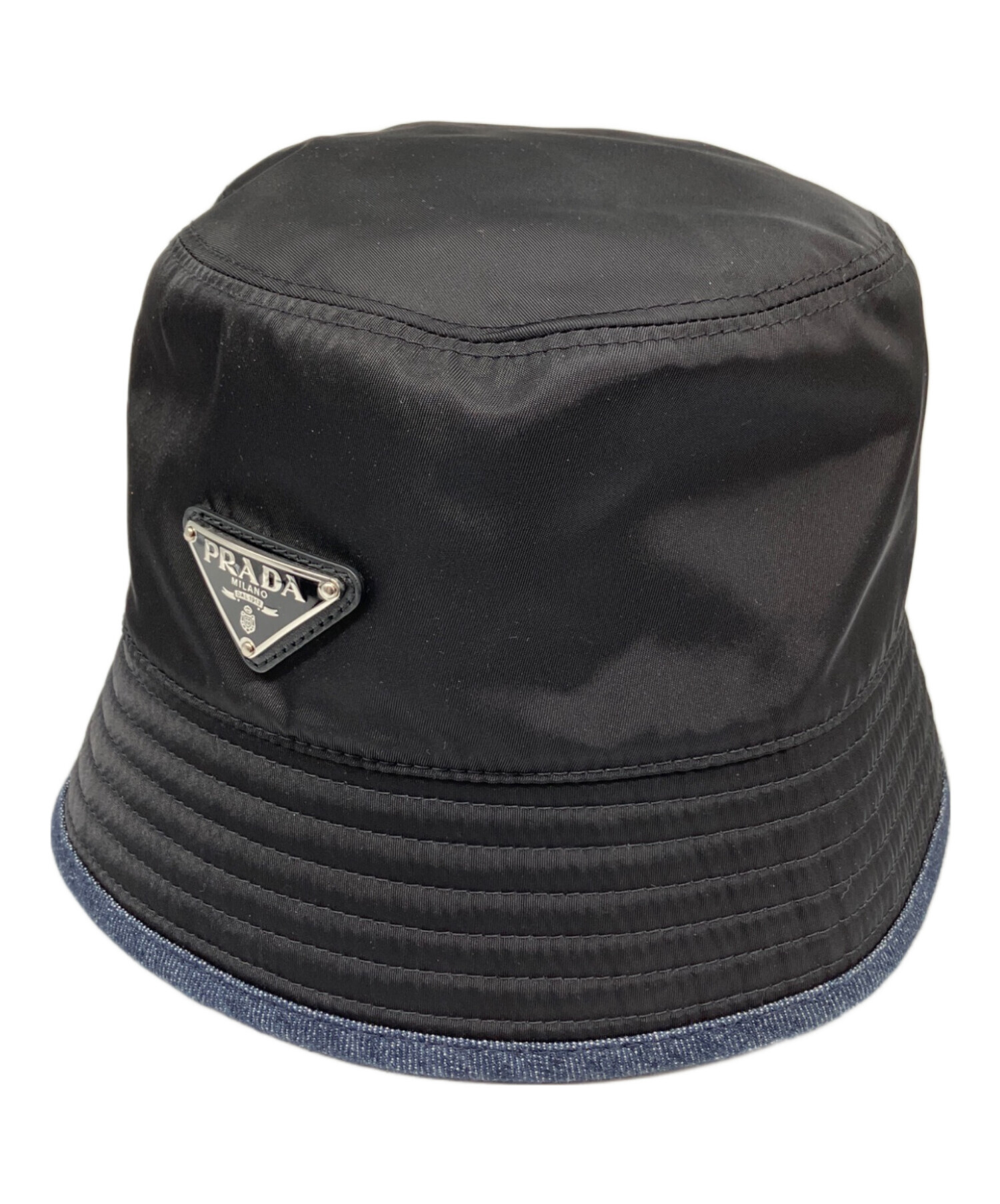 中古・古着通販】PRADA (プラダ) プレートデザイン デニム切替ハット 