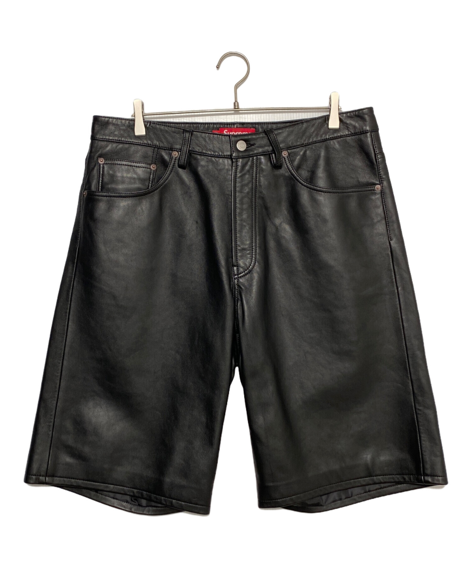 25】Supreme Baggy Leather Short Black 32 Supreme Baggy Leather