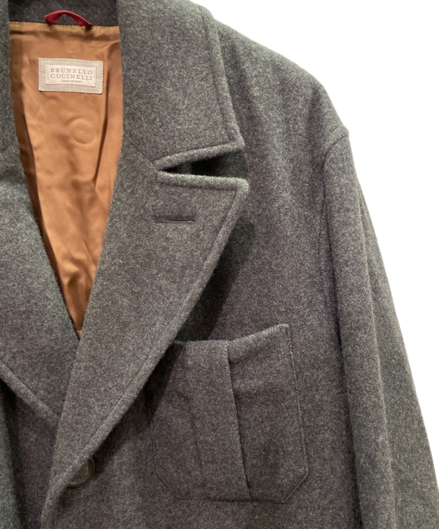 BRUNELLO CUCINELLI グレーコート Mサイズ Brunello Cucinelli 薄手コットンチェスターコート M BRUNELLO