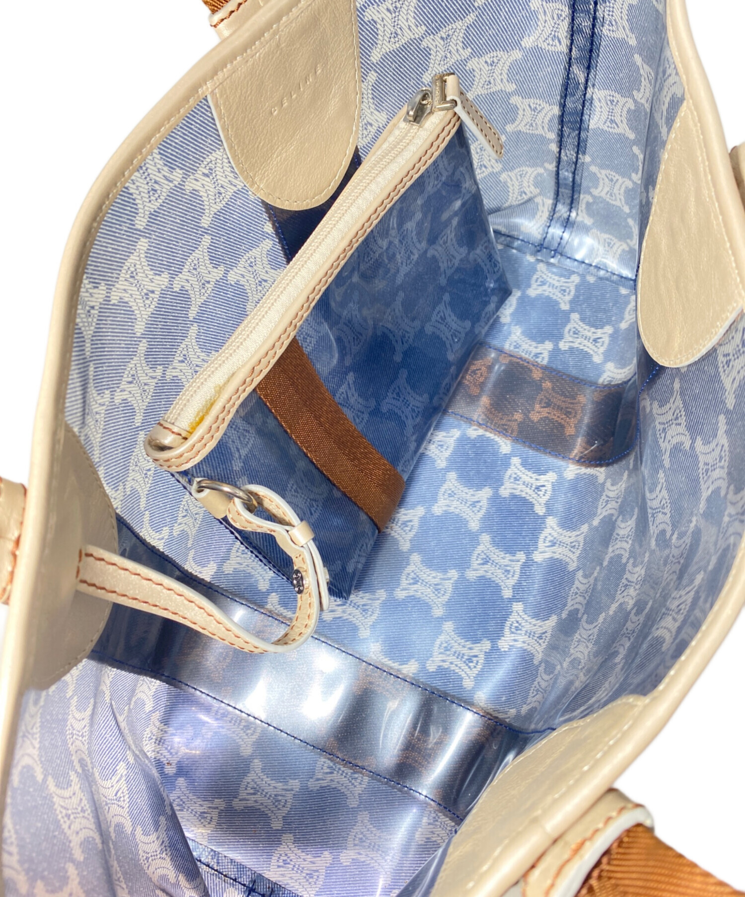 セリーヌ　トートバッグ　ビニール　ブルー　バッグ　パリマカダム 中古・古着通販】CELINE (セリーヌ) マカダムビニールトートバッグ