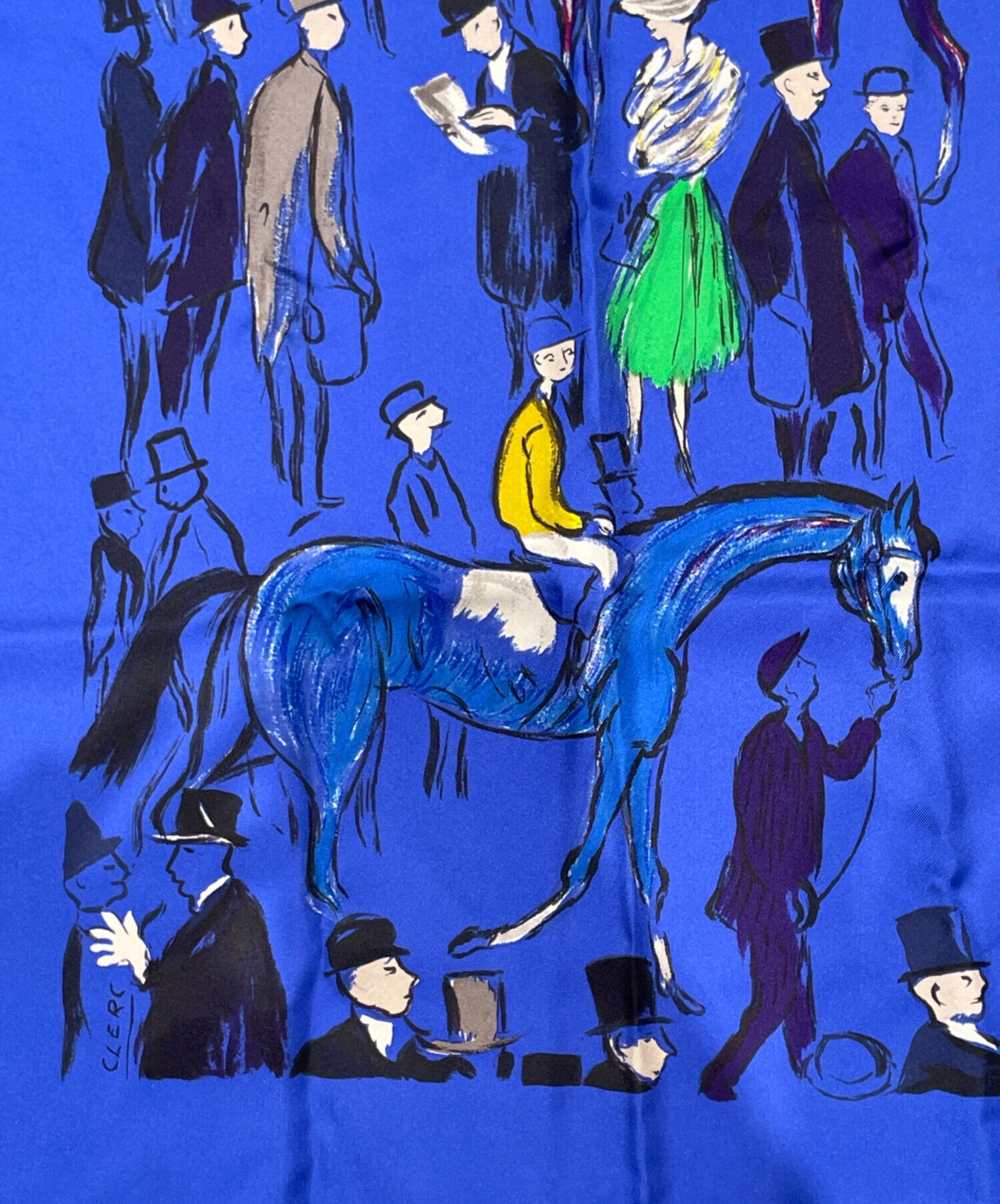 エルメス シルク 100% カレ 90 スカーフ パドックにいる48頭の馬