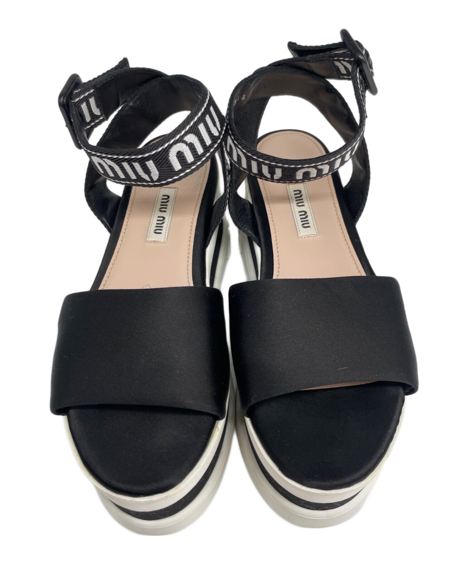 中古・古着通販】MIU MIU (ミュウミュウ) 厚底アンクルロゴストラップ 