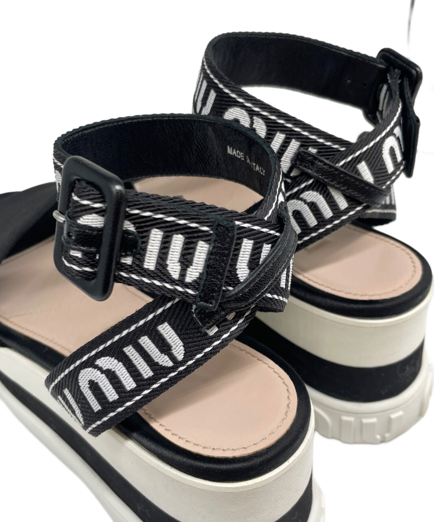 中古・古着通販】MIU MIU (ミュウミュウ) 厚底アンクルロゴストラップ