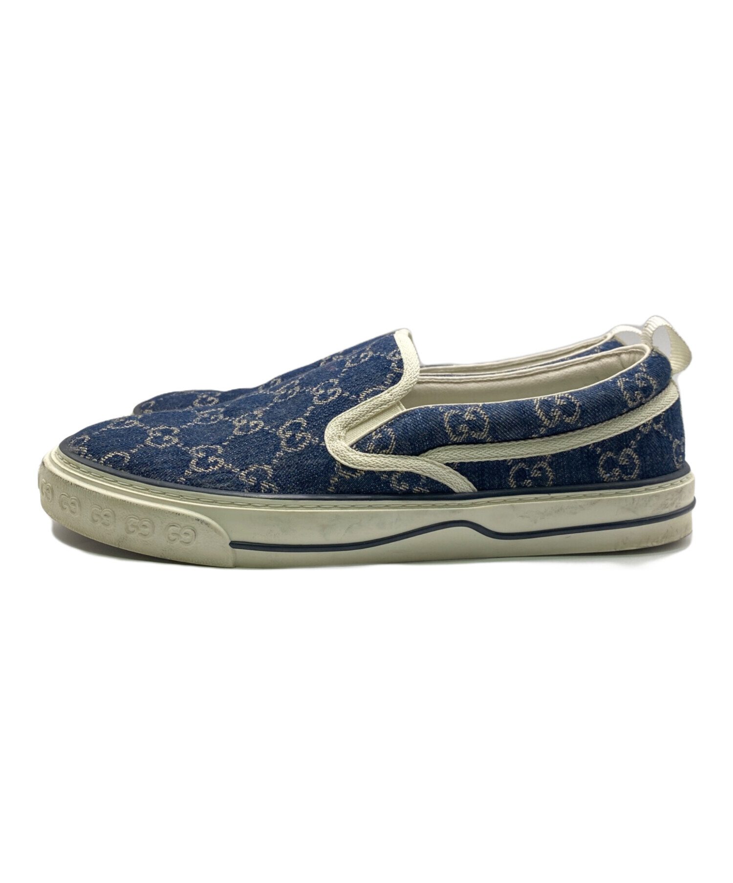 中古・古着通販】GUCCI (グッチ) GG柄スリッポン インディゴ サイズ:6 