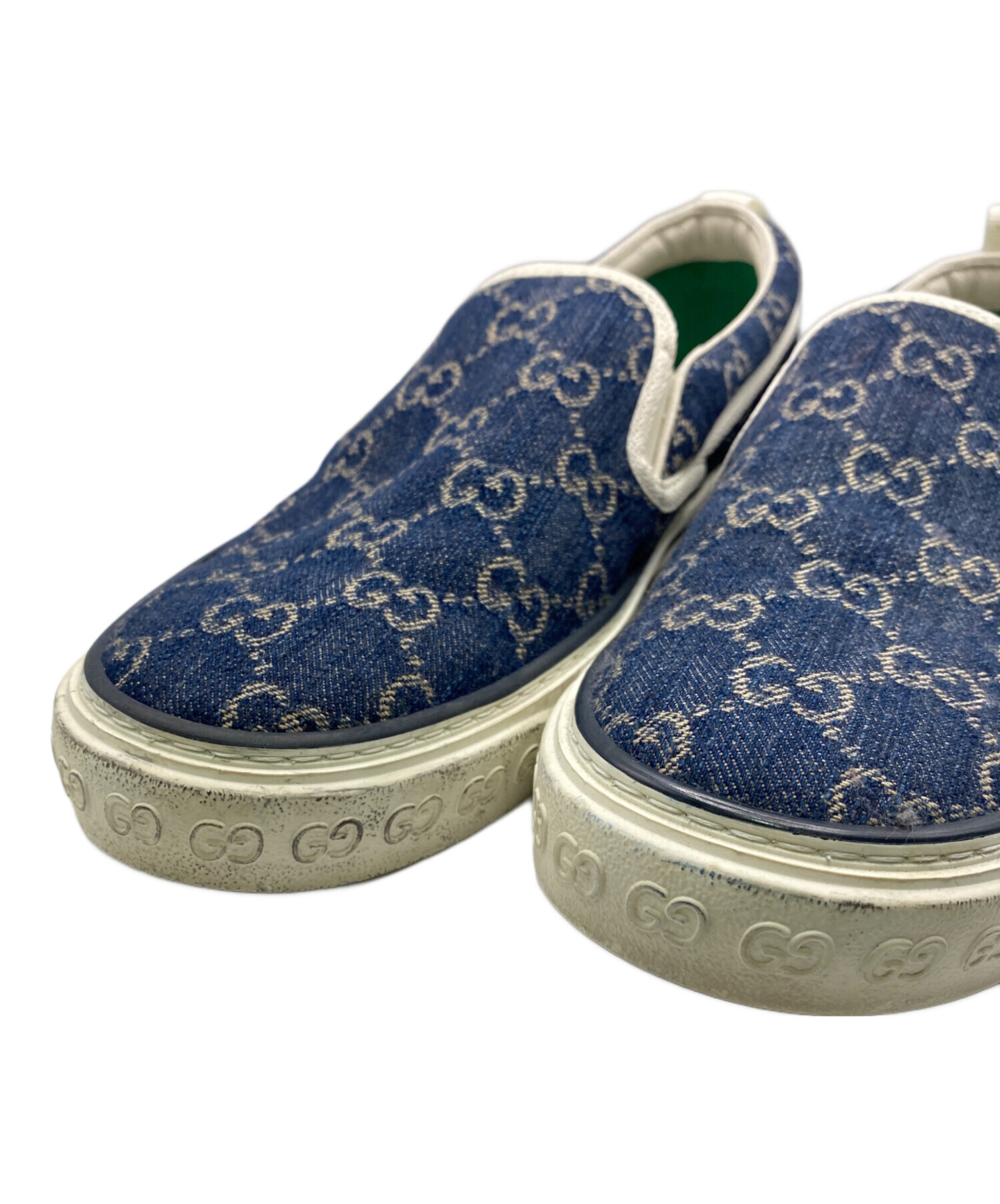 中古・古着通販】GUCCI (グッチ) GG柄スリッポン インディゴ サイズ:6 