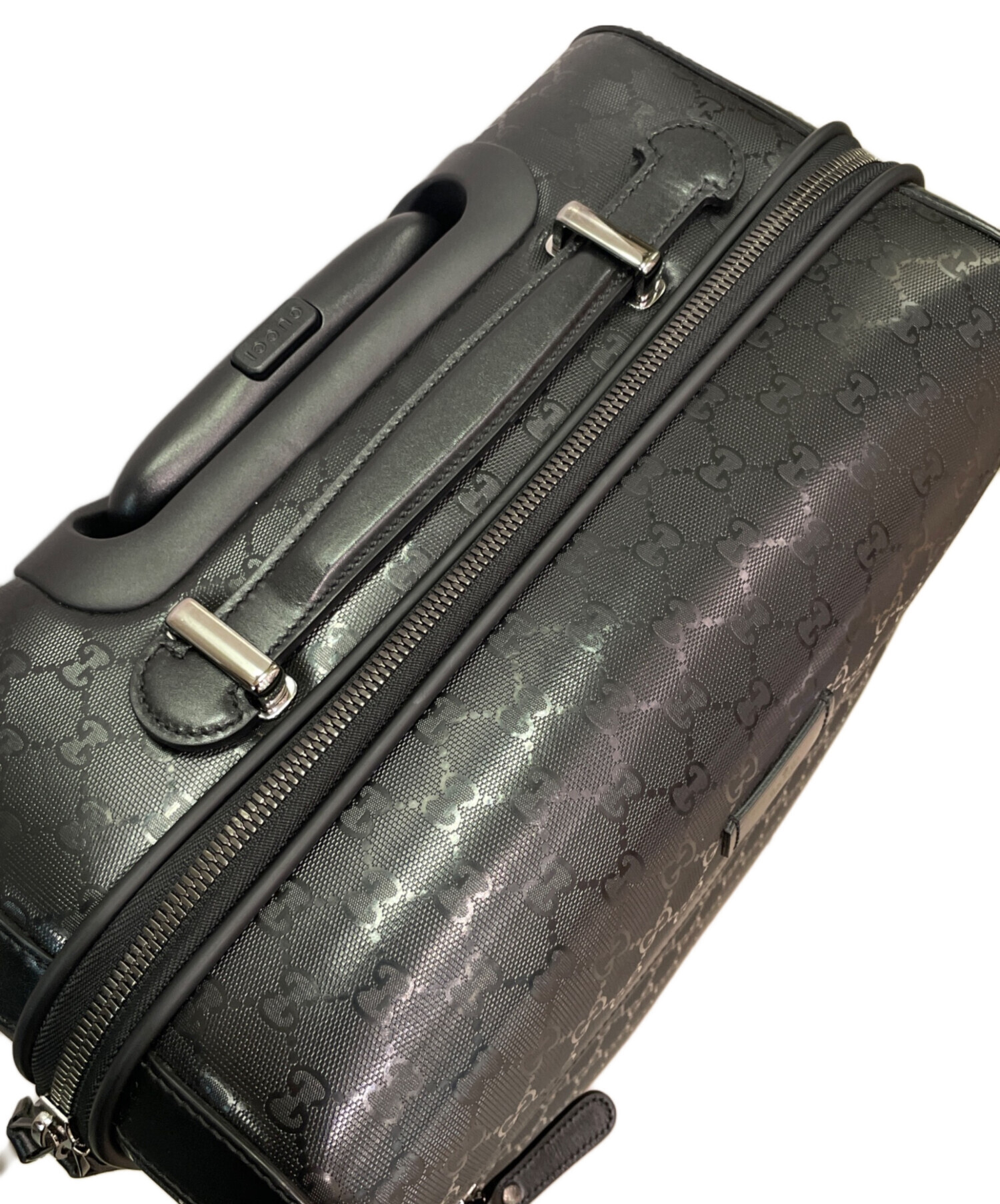 中古・古着通販】GUCCI (グッチ) GGインプリメ スーツケース ブラック