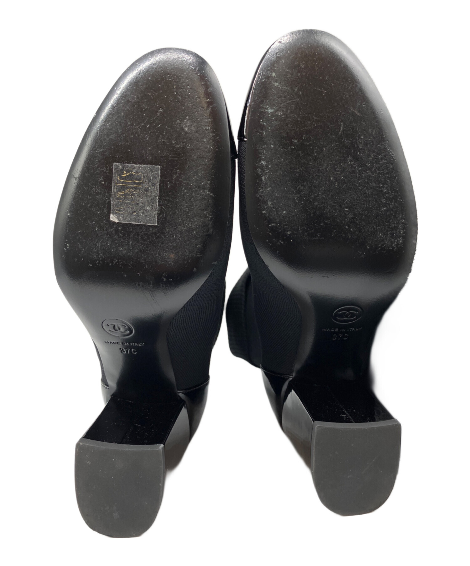 中古・古着通販】CHANEL (シャネル) ニット ショートブーツ ブラック