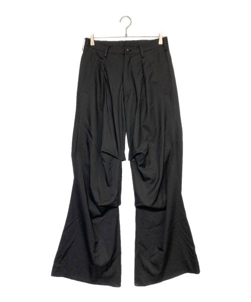 sulvam サルバム　ウールパンツ　ブラック sulvam - ウールギャバジン ブーツカットパンツ スラックス