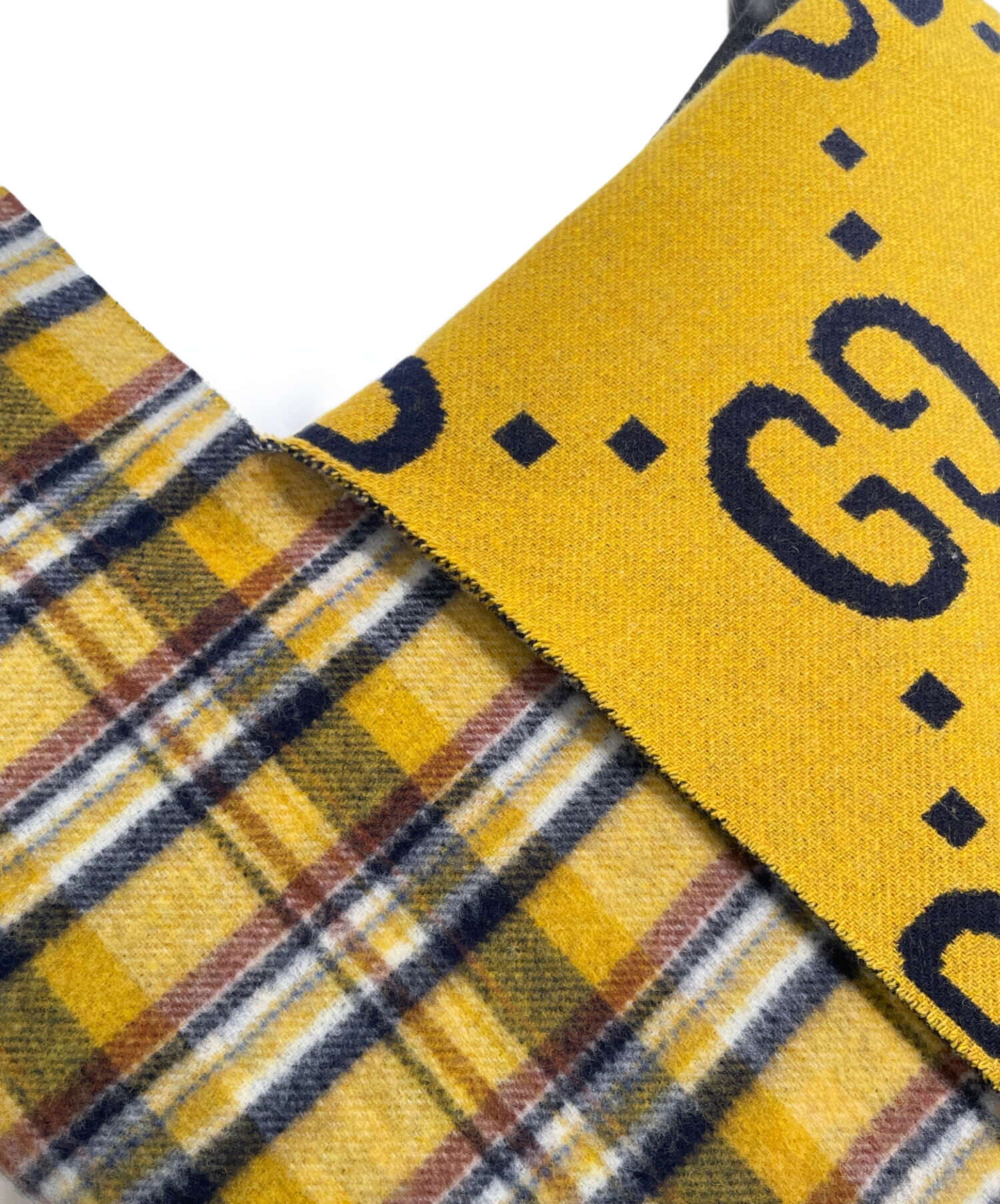 GUCCI ロゴ チェック柄 リバーシブル ポンチョ ストール GUCCI ロゴ チェック柄 リバーシブル ポンチョ ストール GUCCI ロゴ