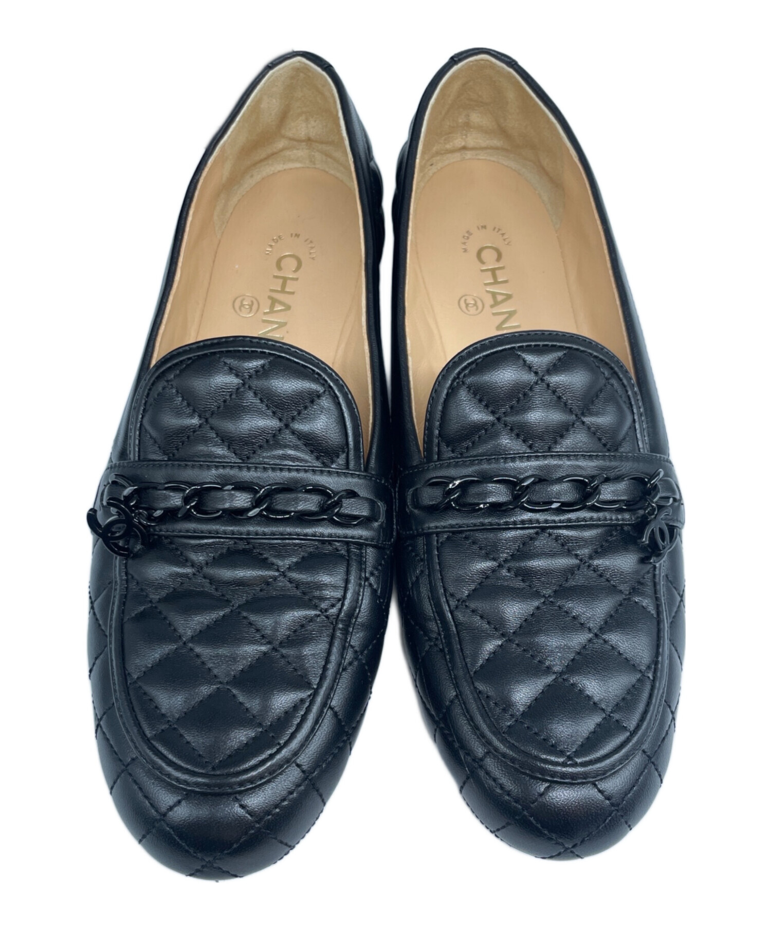 中古・古着通販】CHANEL (シャネル) キルティング ローファー ブラック 