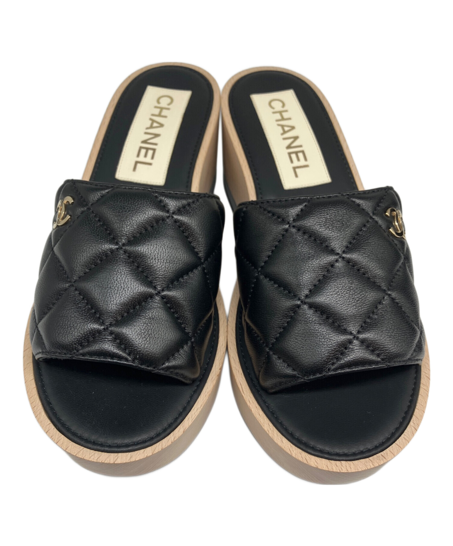 Chanel ミュール 37C 中古・古着通販】CHANEL (シャネル) ラムスキン キルトウッド ミュール