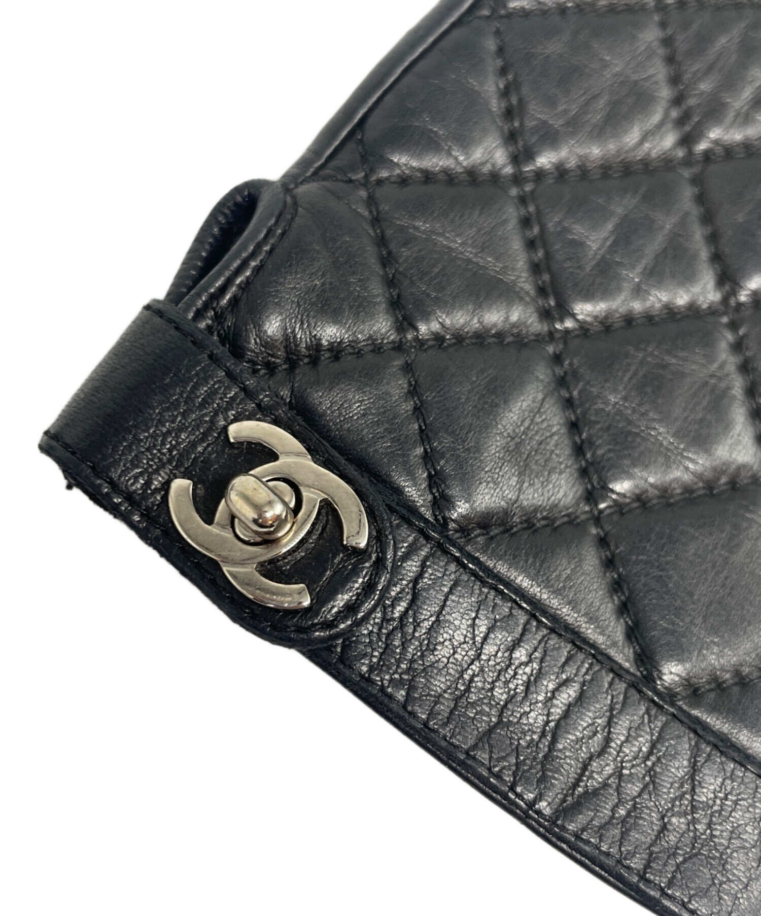 中古・古着通販】CHANEL (シャネル) ココマーク レザー手袋 ブラック