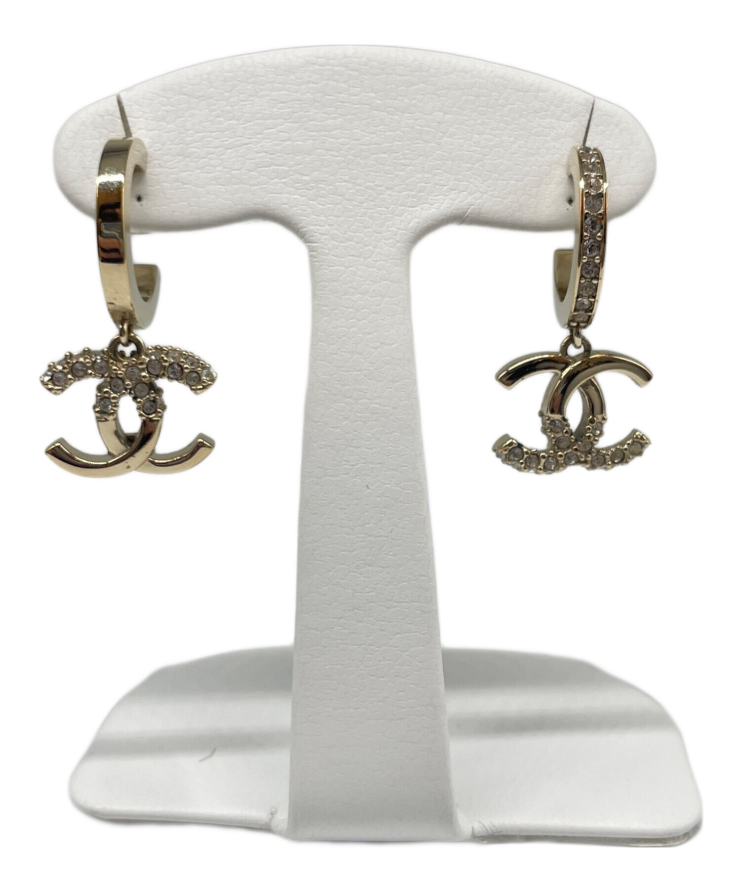 CHANEL シャネル　フープピアス　ゴールド　クリスタル 中古・古着通販】CHANEL (シャネル) ココマーク フープピアス ゴールド