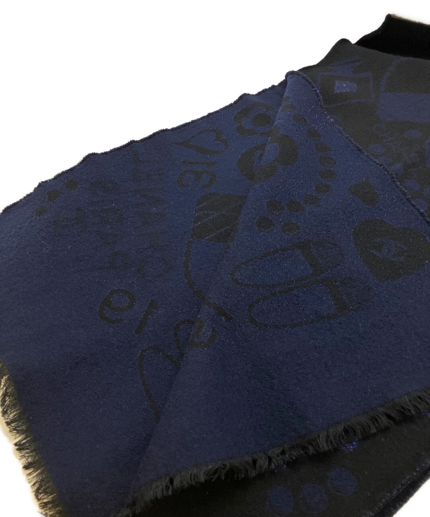 中古・古着通販】CHANEL (シャネル) ウールマフラー ネイビー サイズ