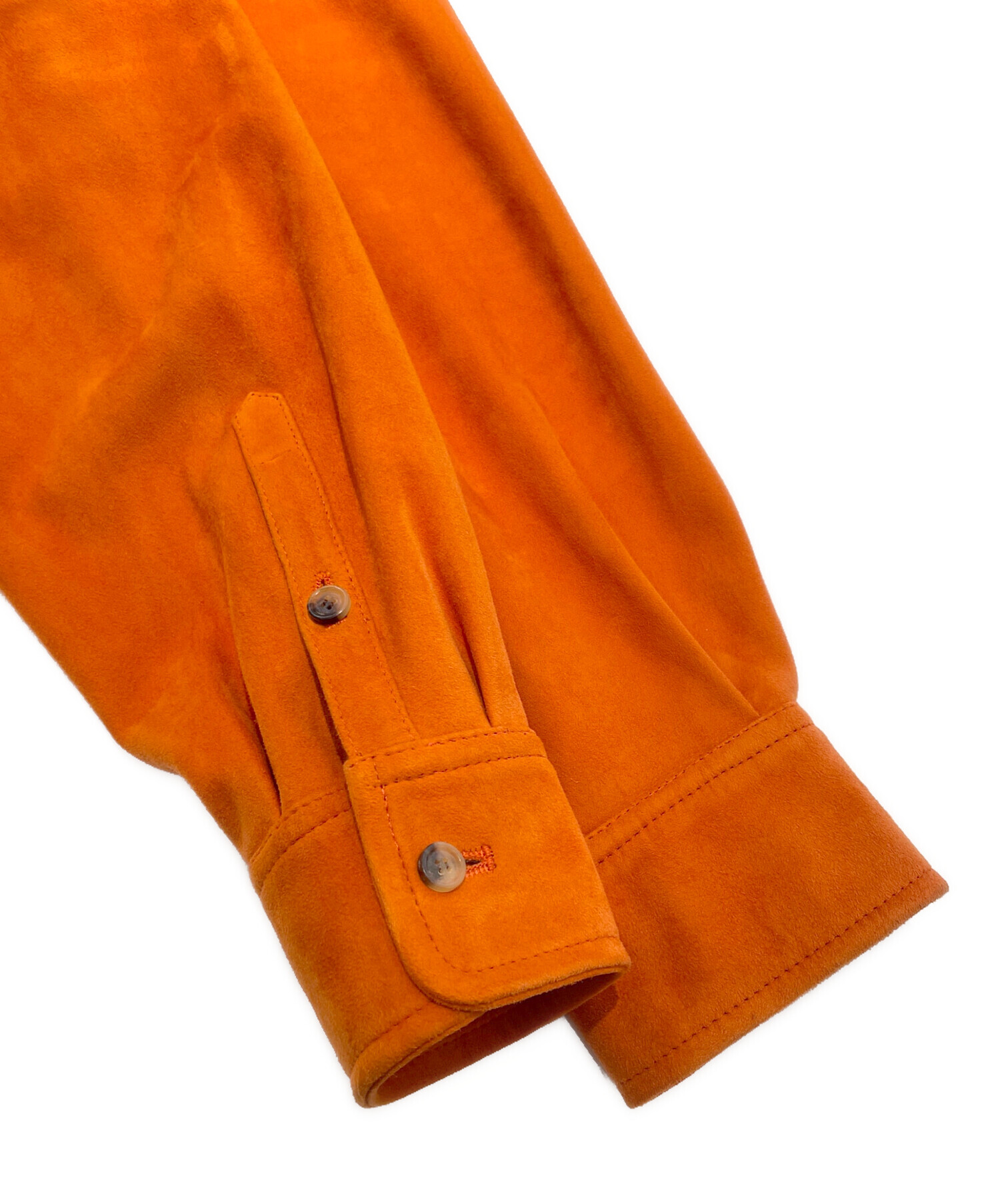 中古・古着通販】LOEWE (ロエベ) スウェード 長袖シャツ オレンジ